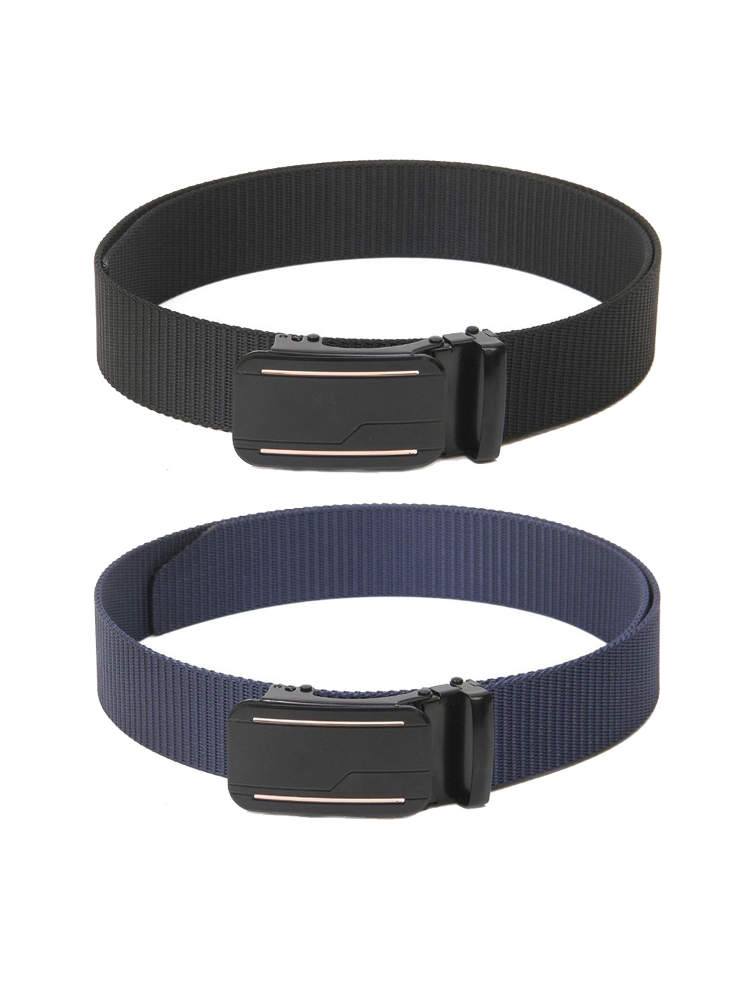

Calvadoss Girls Set Of 2 Textured Canvas Belts, Black