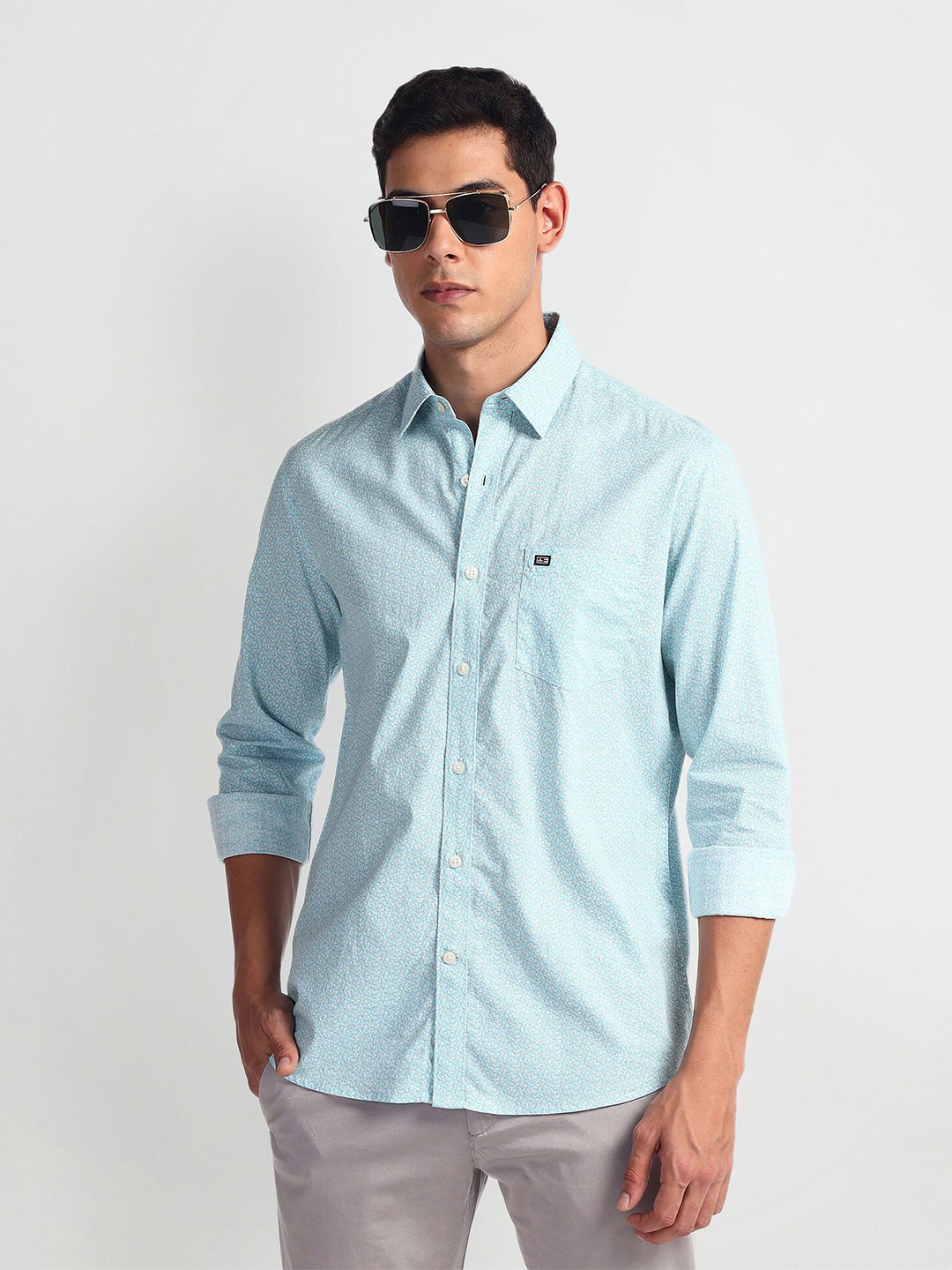 

Arrow Sport Slim Fit Micro Ditsy Printed Cotton Shirt, Blue