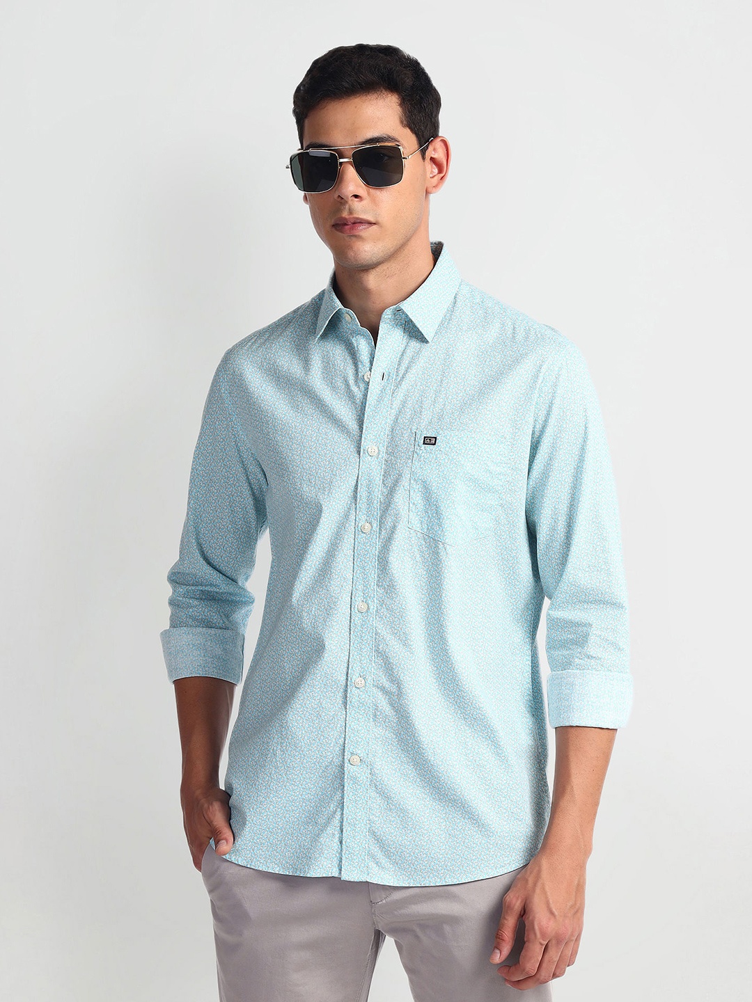 

Arrow Sport Slim Fit Micro Ditsy Printed Cotton Casual Shirt, Blue
