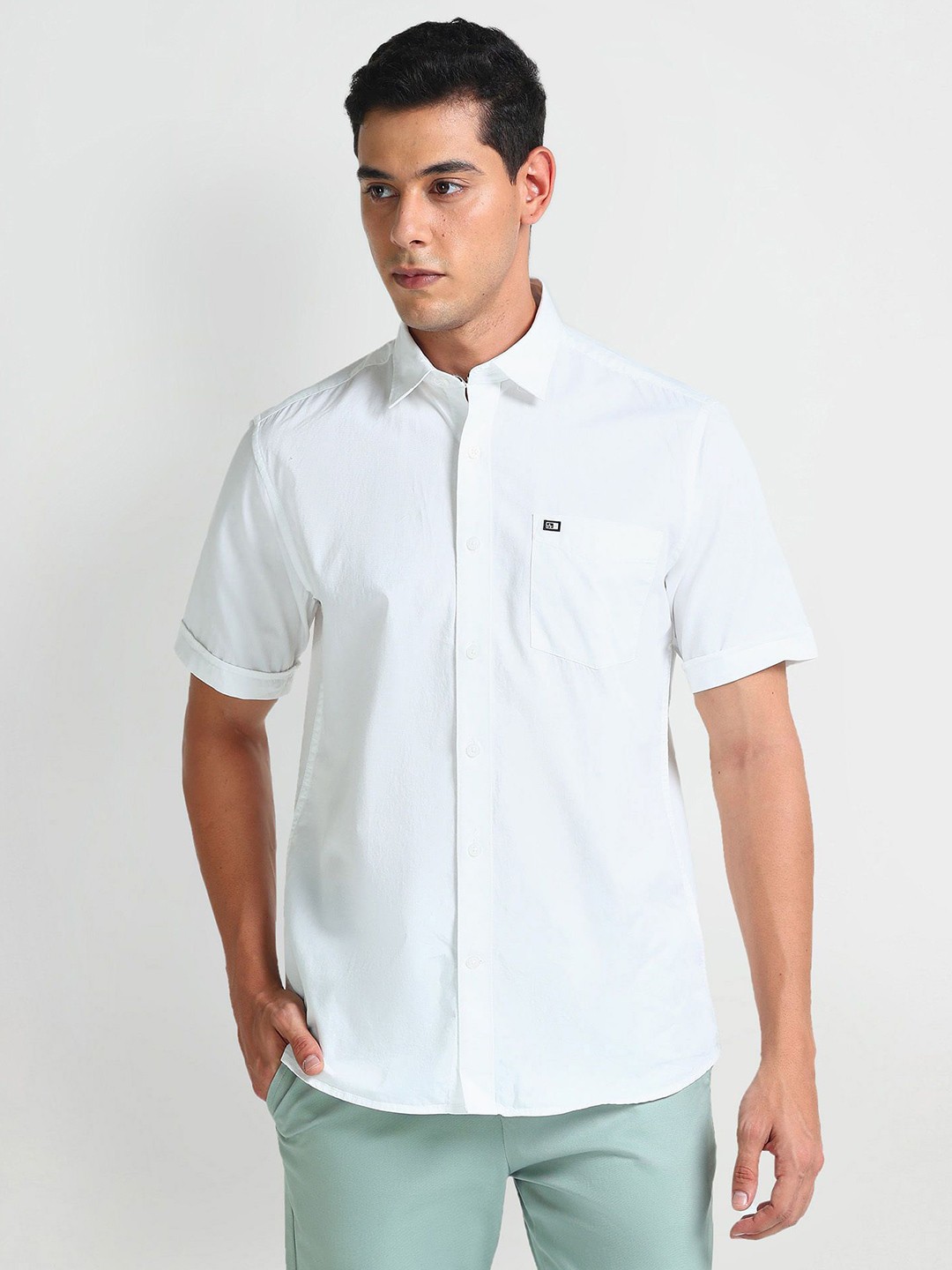 

Arrow Sport Spread Collar Twill Casual Cotton Shirt, White