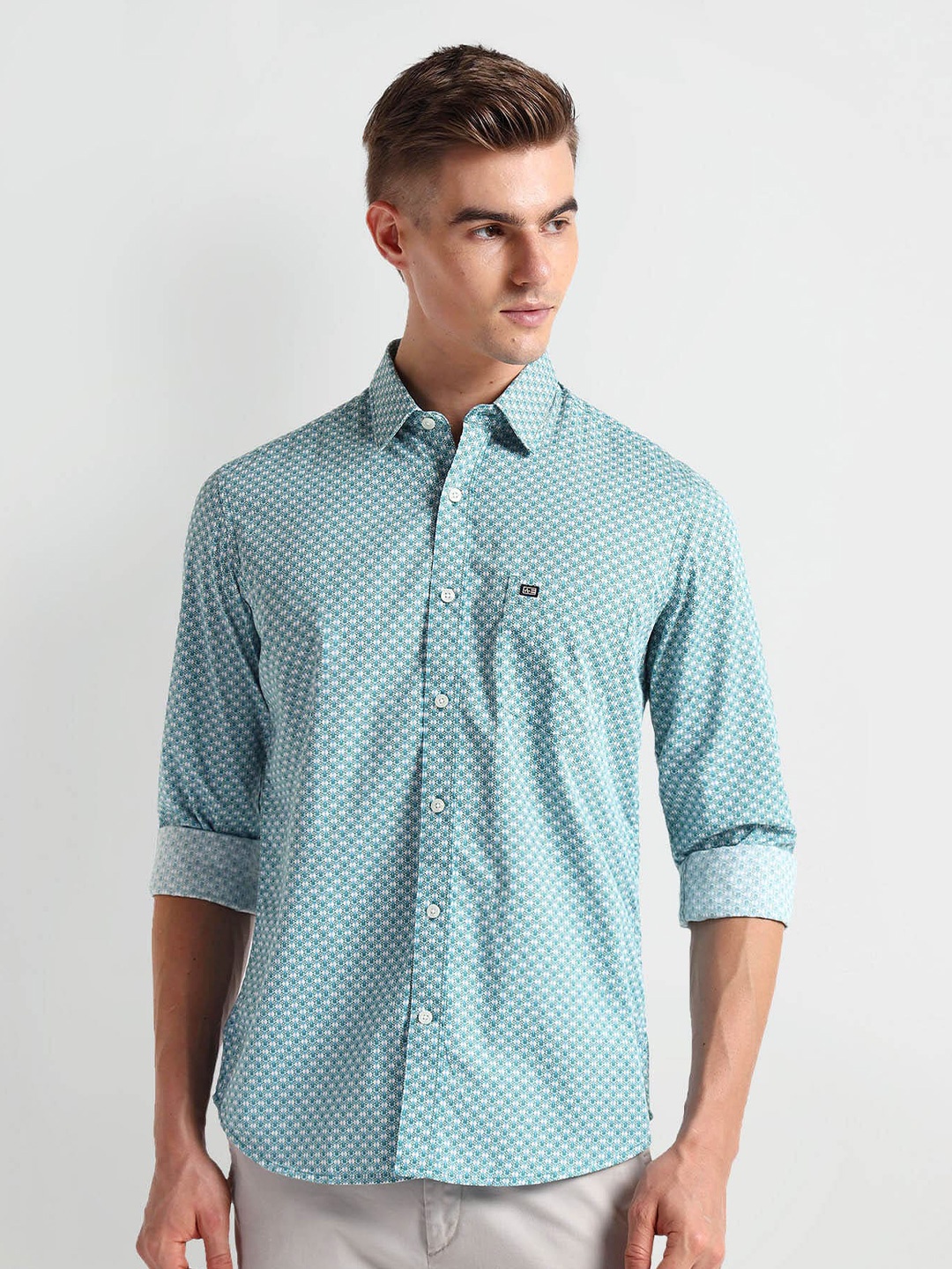 

Arrow Sport Slim Fit Geometric Printed Cotton Shirt, Blue