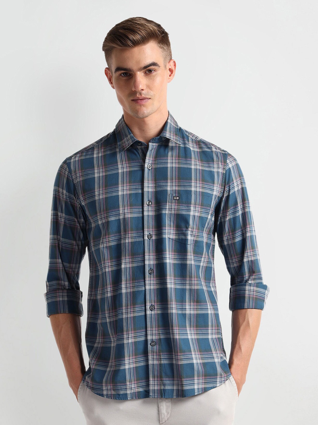 

Arrow Sport Slim Fit Tartan Checked Casual Shirt, Blue