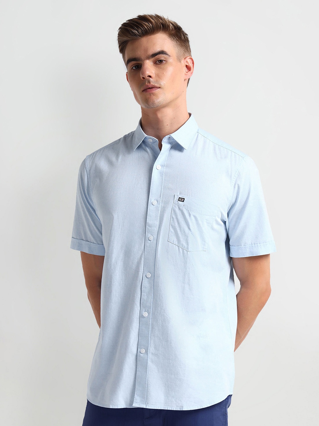 

Arrow Sport Sport Short Sleeves Pure Linen Casual Shirt, Blue