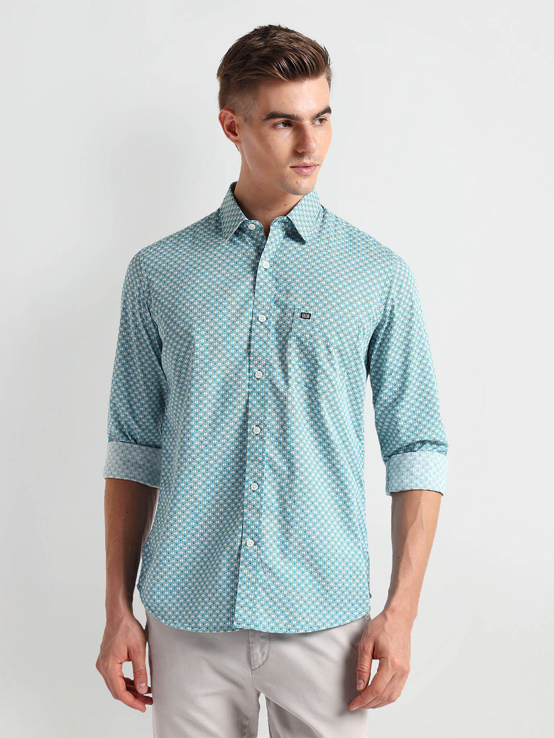 

Arrow Sport Slim Fit Geometric Printed Casual Shirt, Blue