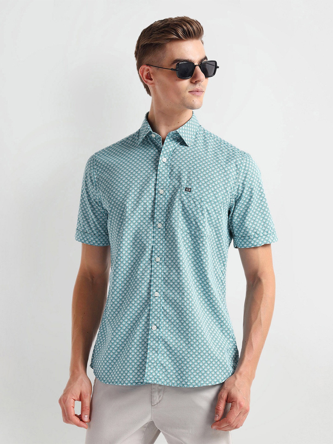 

Arrow Sport Micro Ditsy Printed Pure Cotton Casual Shirt, Blue