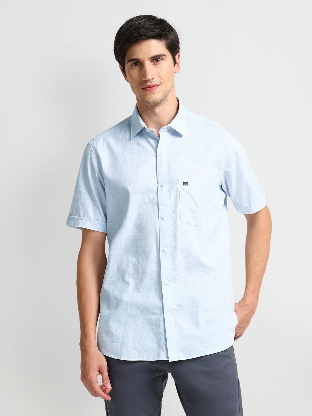 

Arrow Sport Textured Short Sleeves Pure Cotton Casual Shirt, Blue