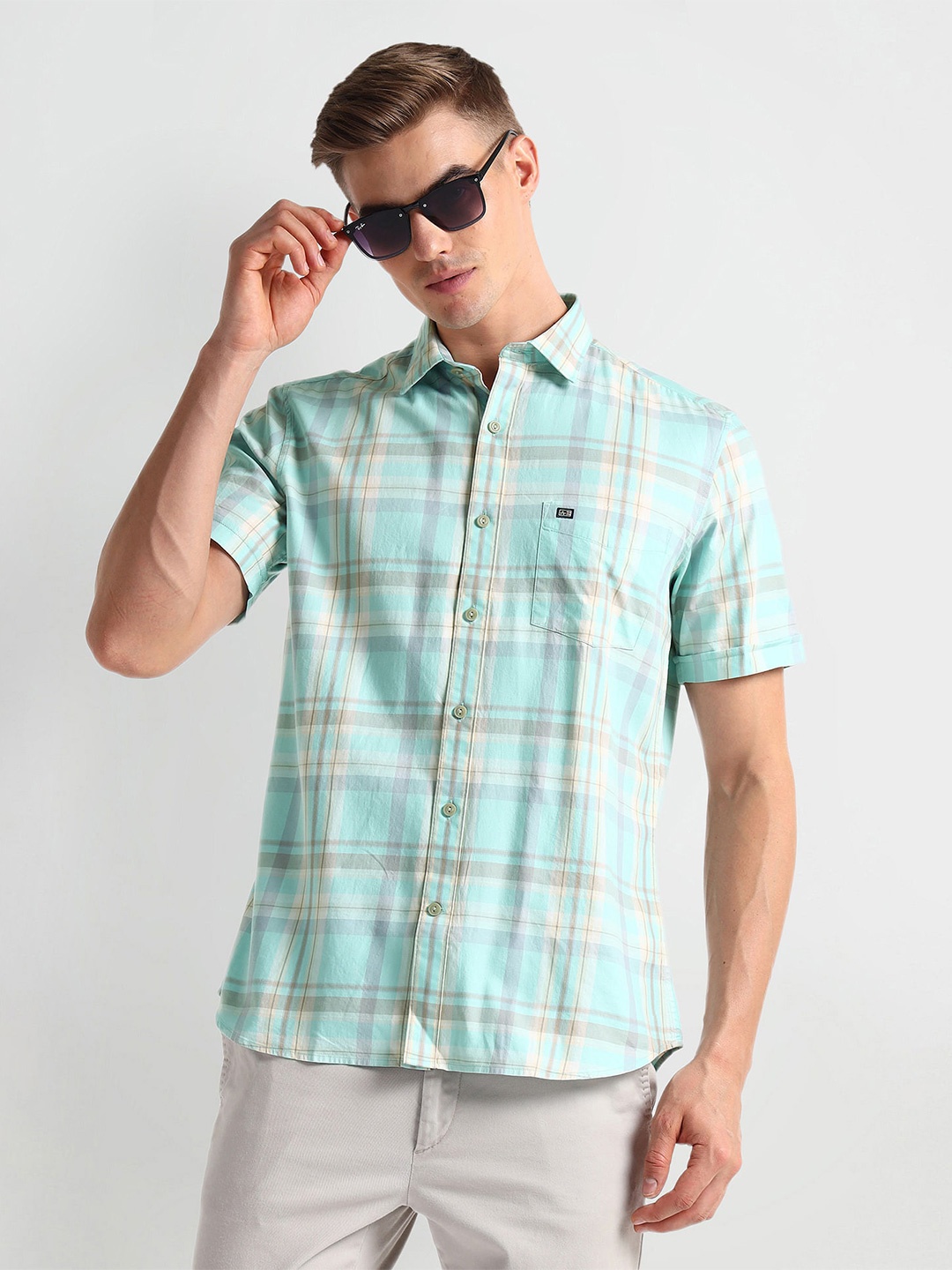 

Arrow Sport Tartan Checked Cotton Casual Shirt, Blue