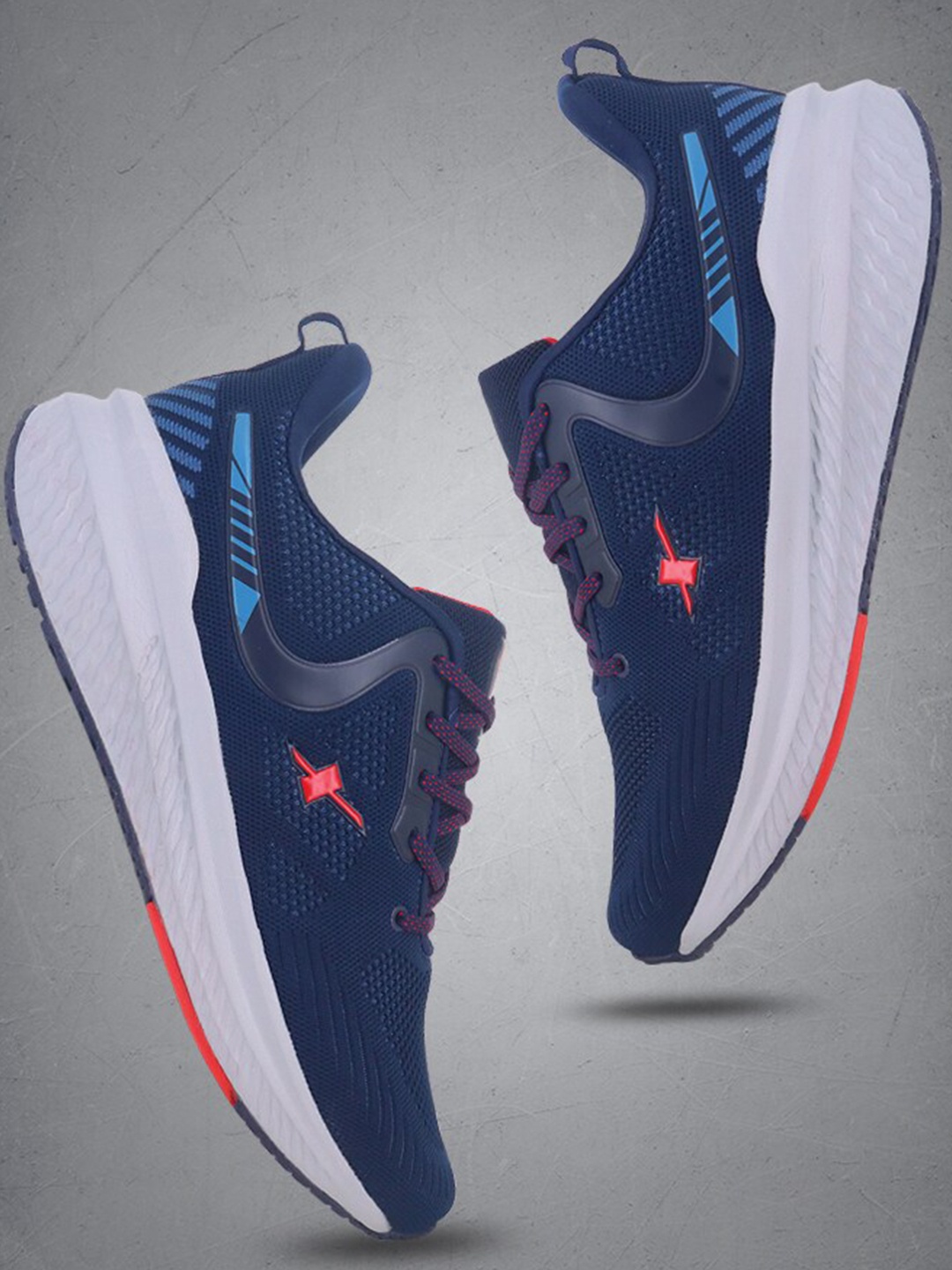 

Sparx Men Textured Lace-Up Running Shoes, Navy blue