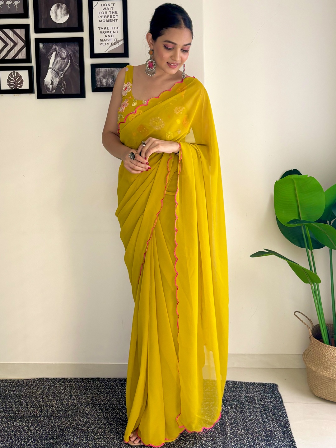 

Mitera Embellished Saree, Mustard