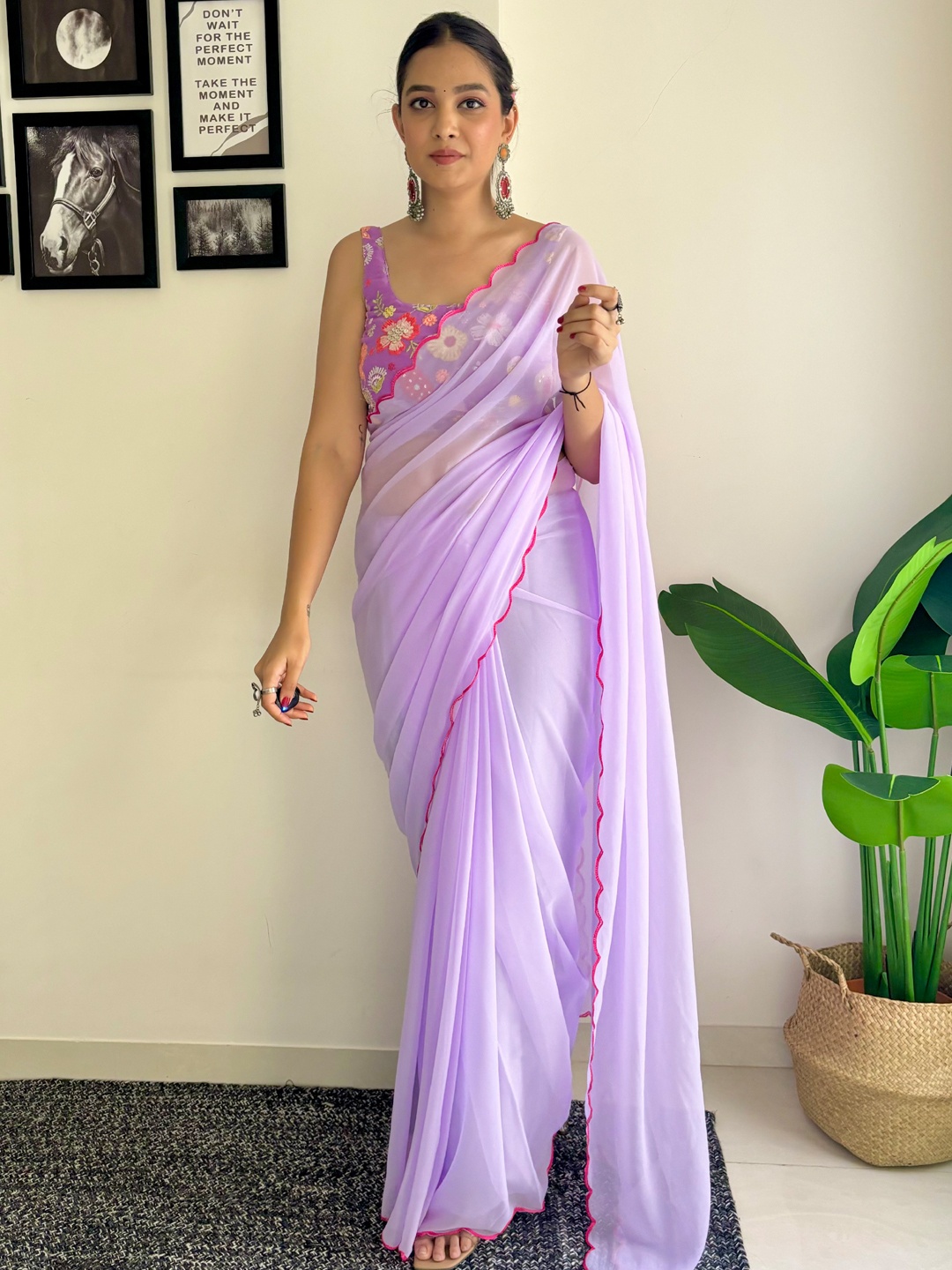 

Mitera Embroidered Saree, Lavender