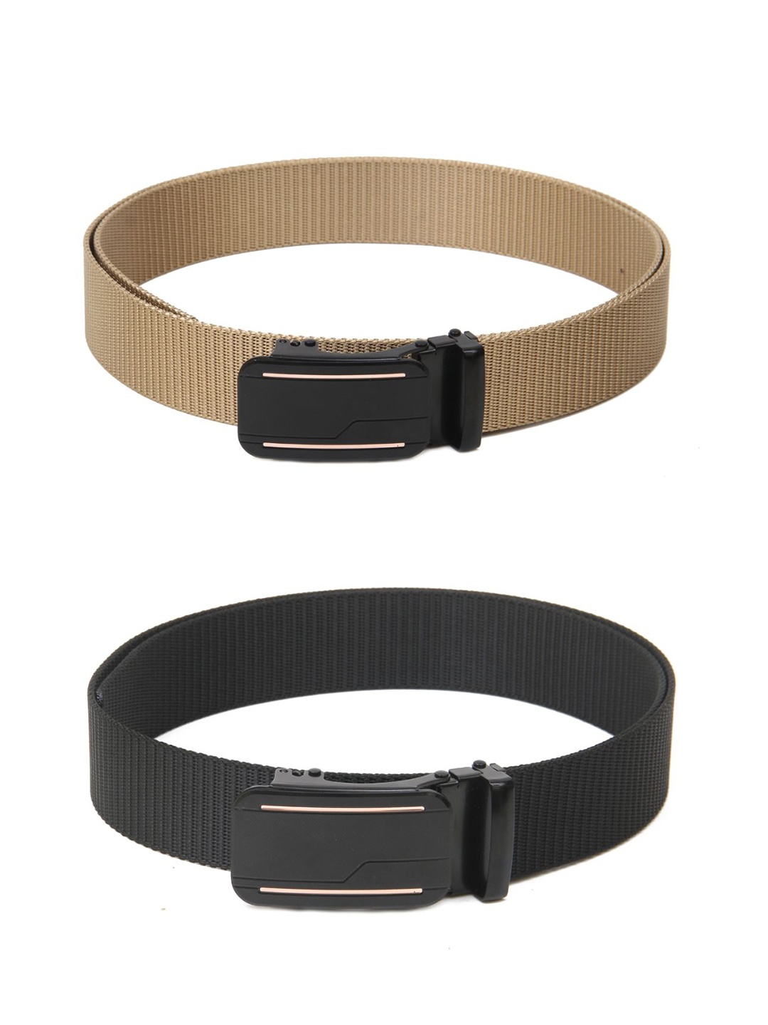 

Calvadoss Women Set Of 2 Textured Belts, Beige
