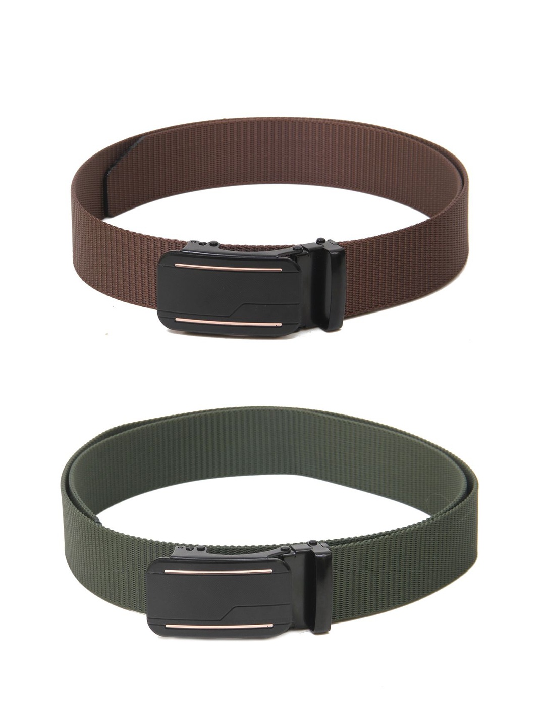 

Calvadoss Women Set of 2 Textured Canvas Belts, Brown