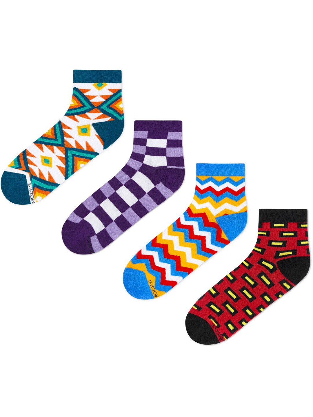 

Dynamocks Unisex Pack Of 4 Patterned Ankle Length Socks, Red