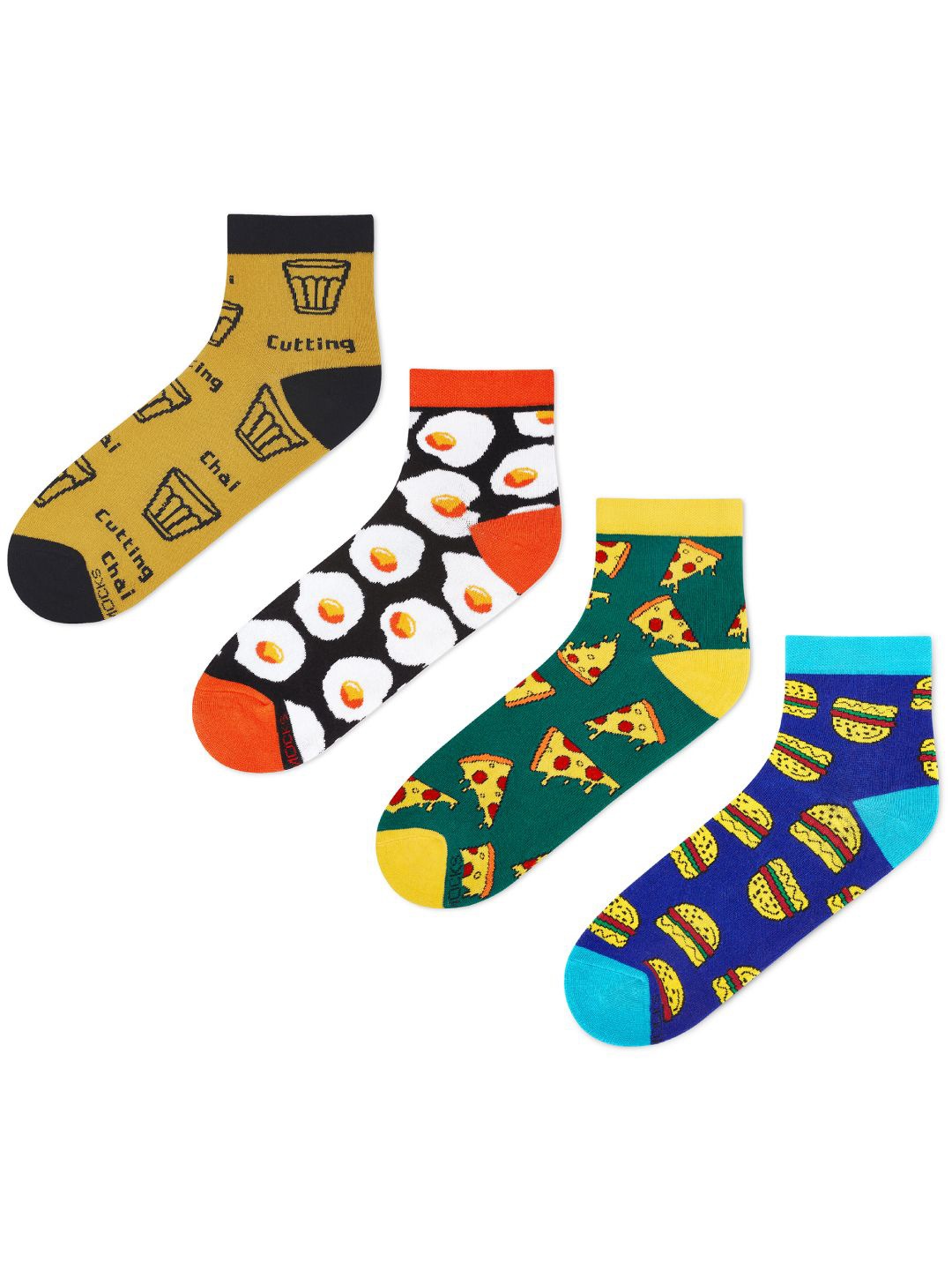 

Dynamocks Unisex Pack Of 4 Patterned Ankle Length Socks, Blue