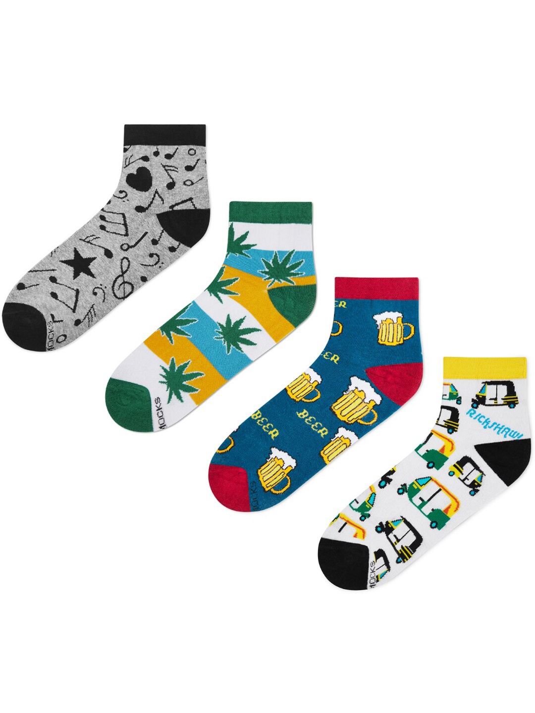 

Dynamocks Unisex Pack Of 4 Patterned Ankle Length Socks, Green