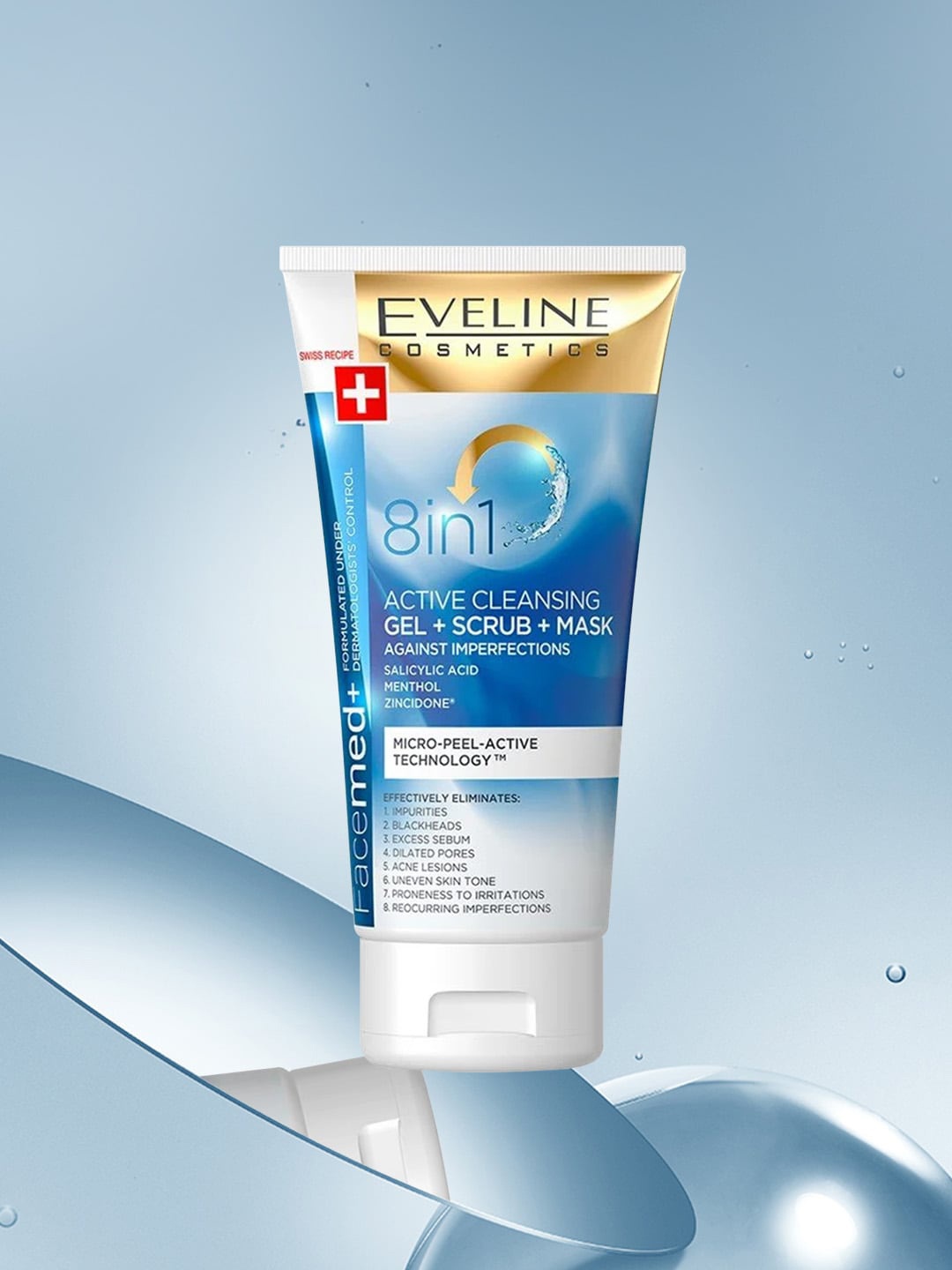 

Eveline Cosmetics 8 In 1 Active Cleansing Gel Scrub & Mask - 150ml, Grey