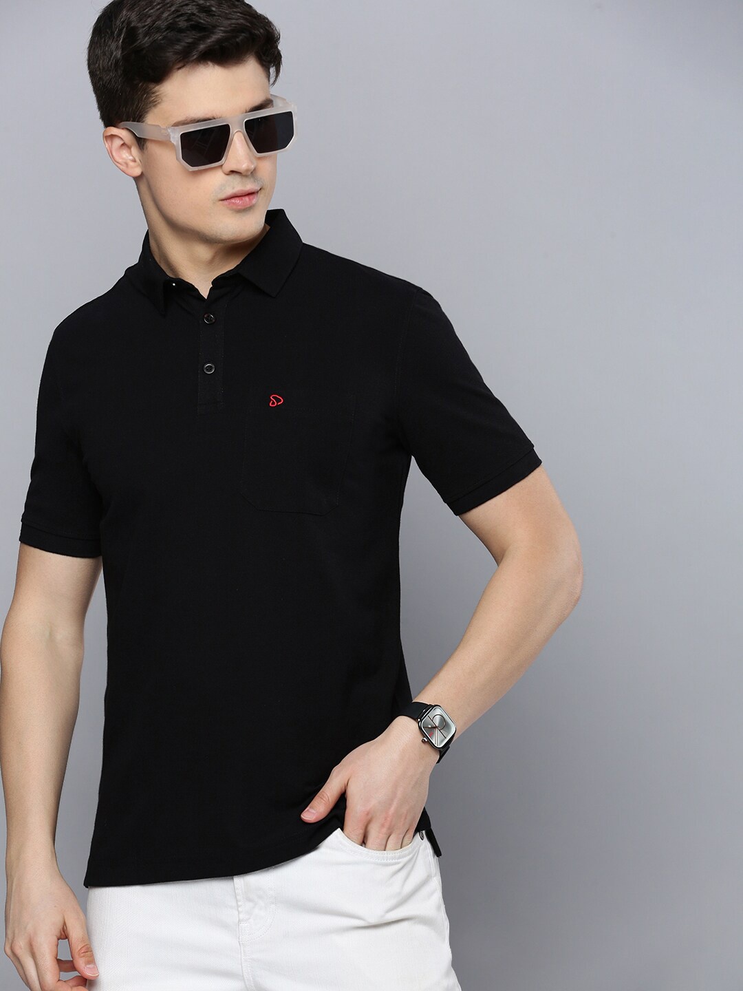 

SPORTO Polo Collar Dri-FIT Cotton T-shirt, Black