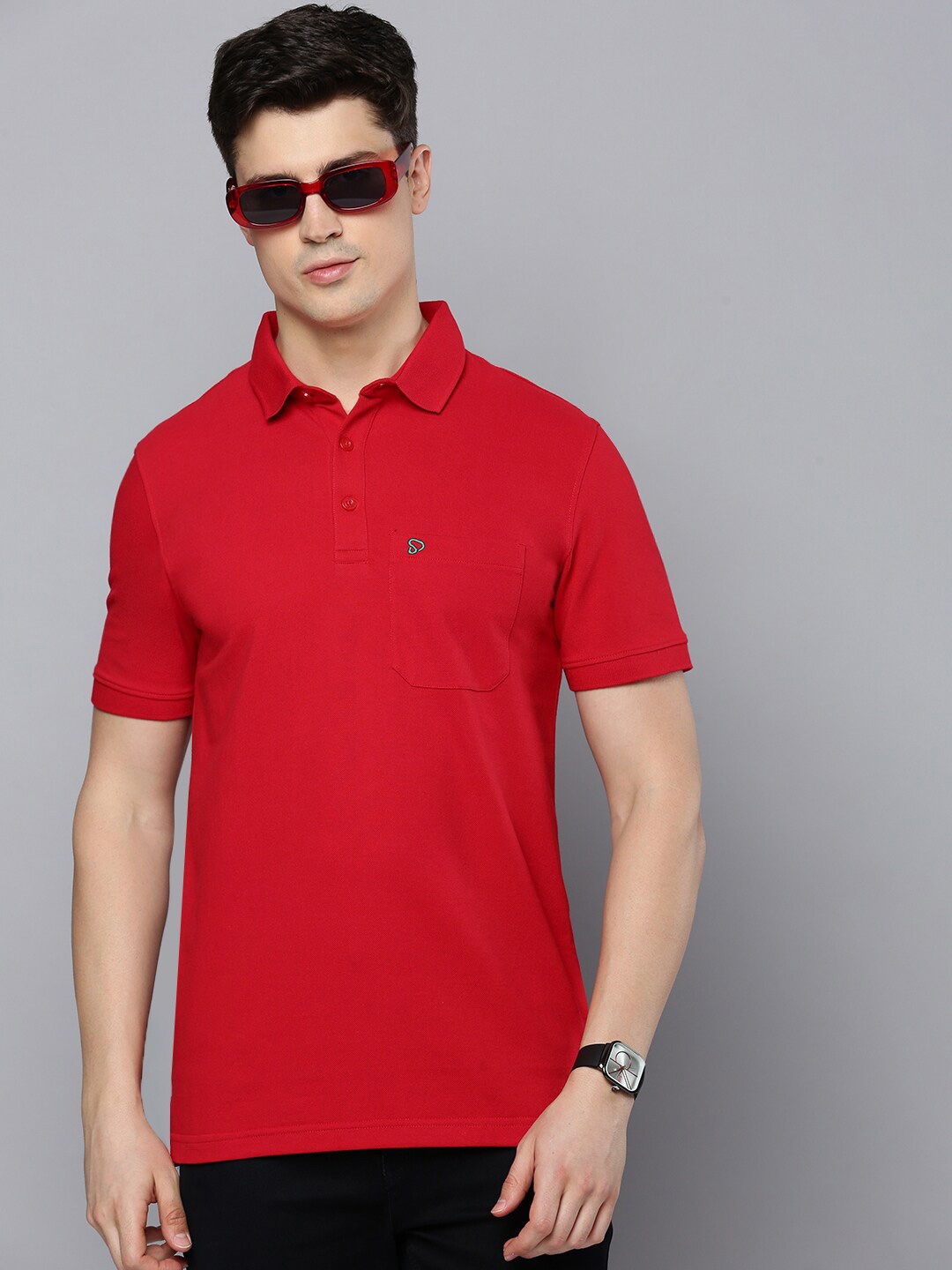 

SPORTO Polo Collar Dri-FIT Cotton T-shirt, Red