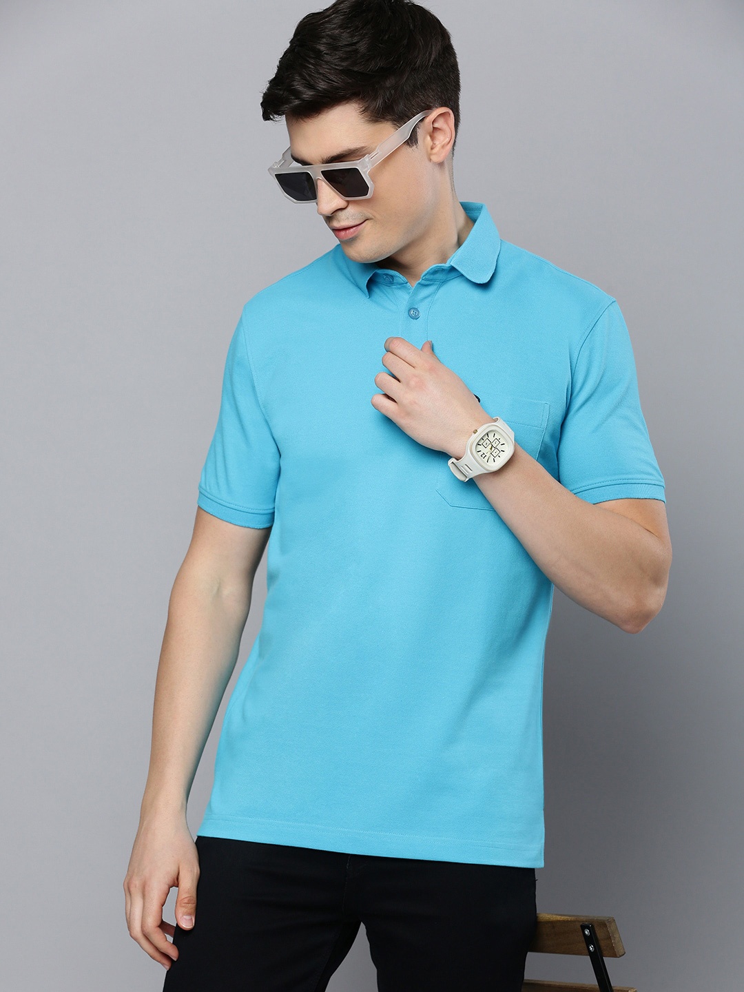 

SPORTO Polo Collar Cotton Dri-FIT Sports T-shirt, Blue