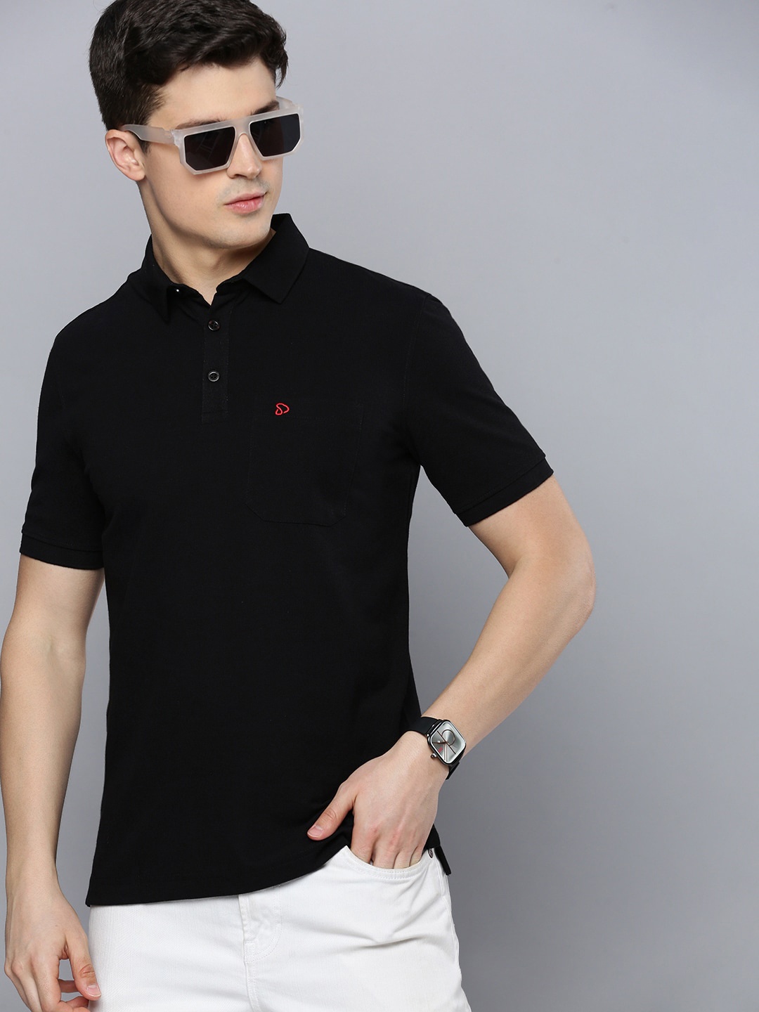 

SPORTO Polo Collar Dri-FIT Cotton T-shirt, Black