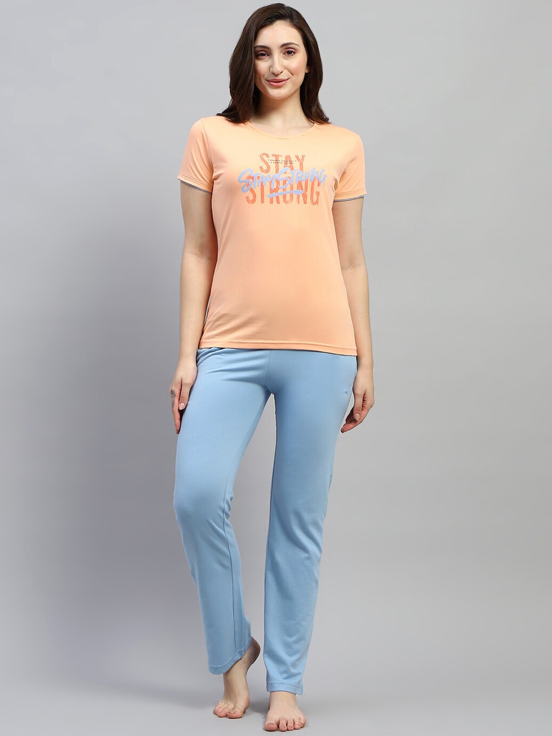 

Monte Carlo Typography Printed T-Shirt & Pant Night Suit, Peach