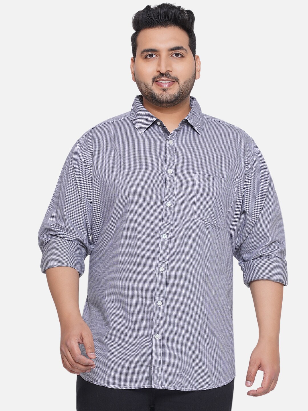 

Santonio Micro Checked Classic Pure Cotton Casual Shirt, Blue