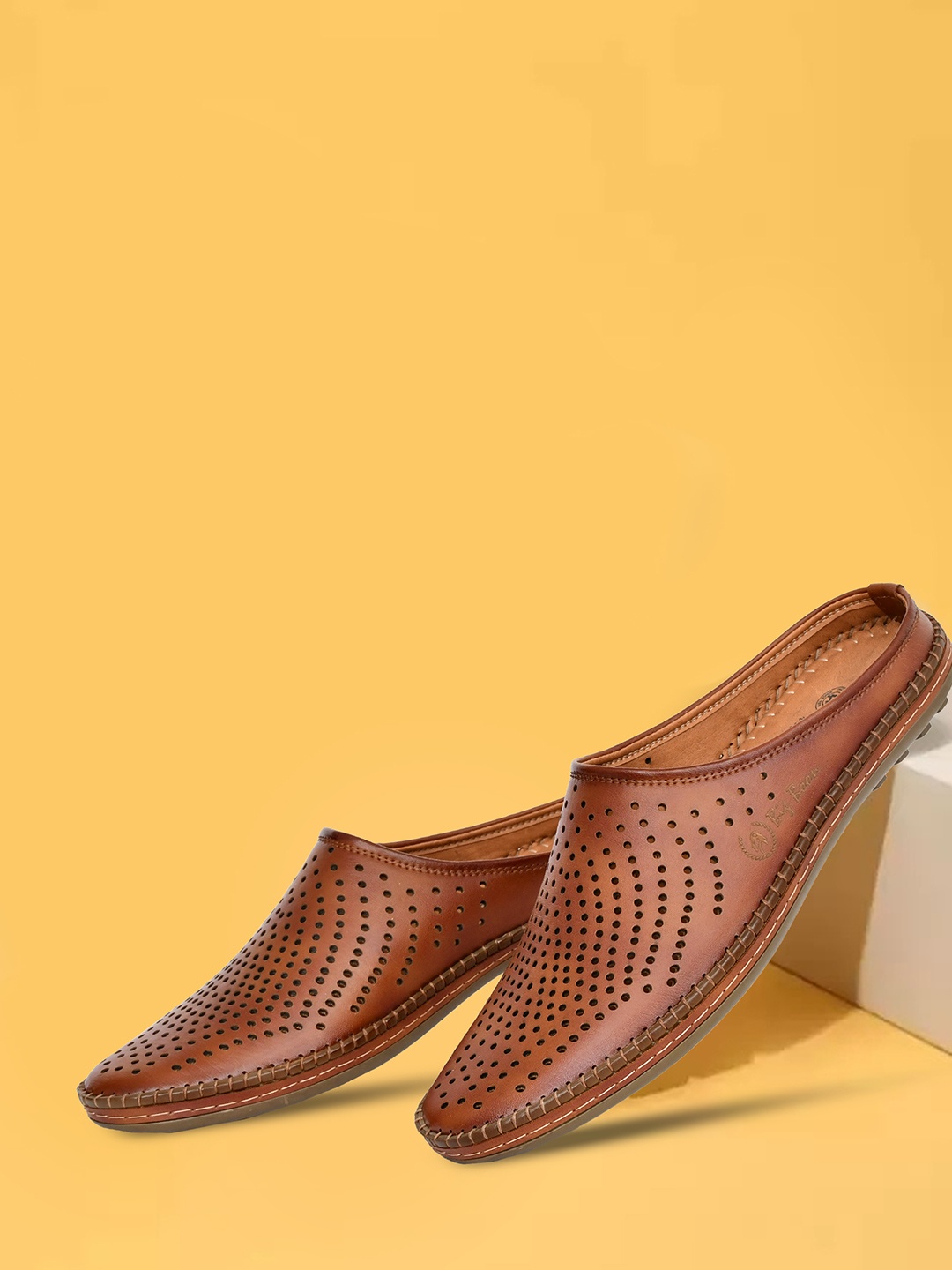 

Big Boon Men Perforated Lightweight Mules, Tan
