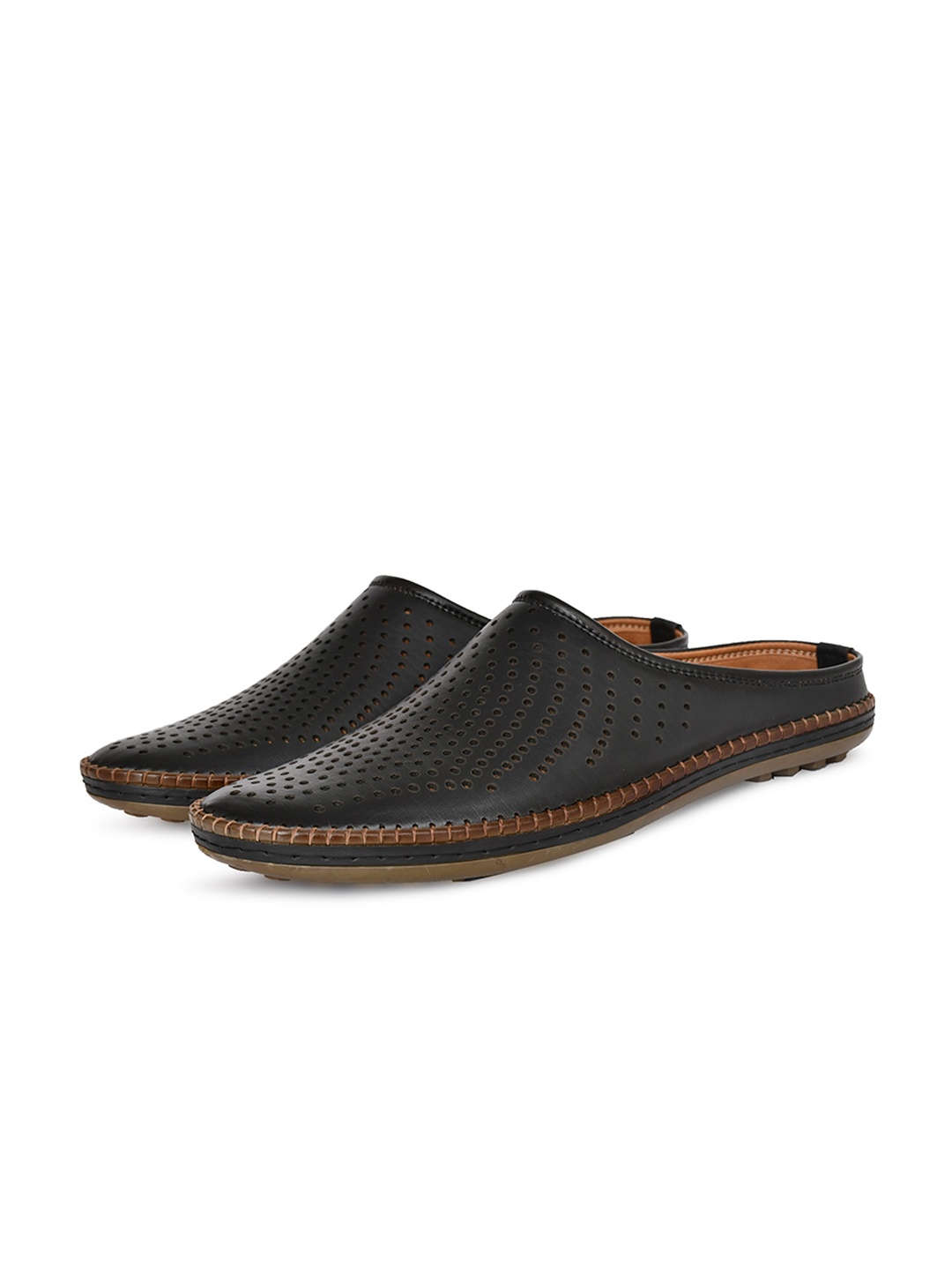 

Big Boon Men Perforations Round Toe Lightweight Mules, Black