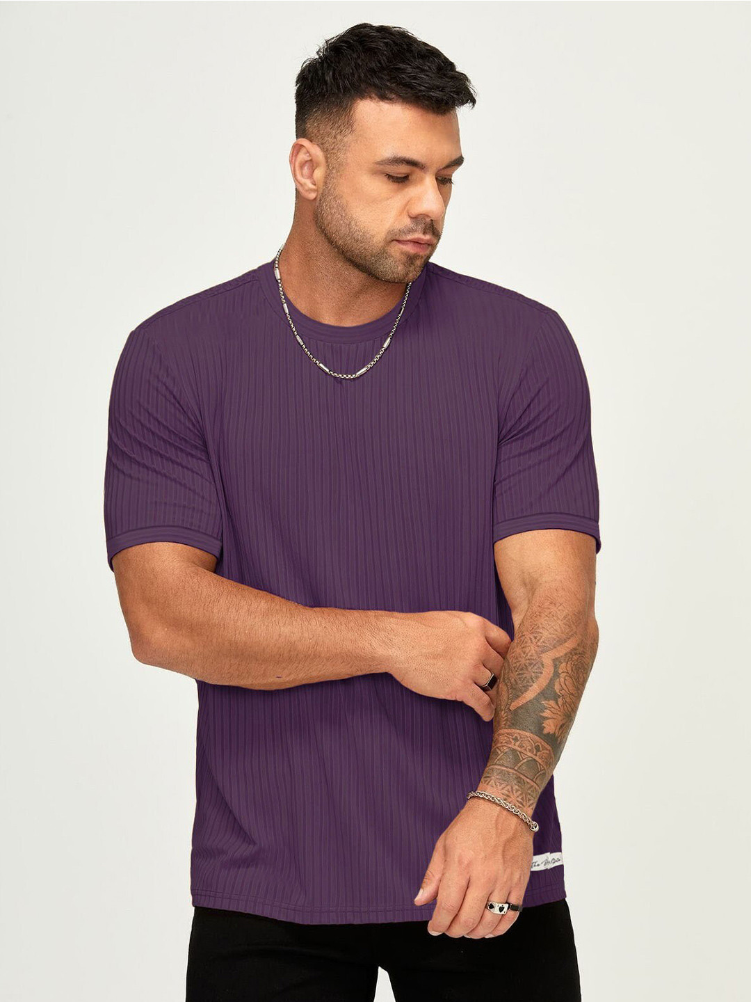

The Dry State Round Neck Short Sleeves Regular Fit T-shirt, Purple