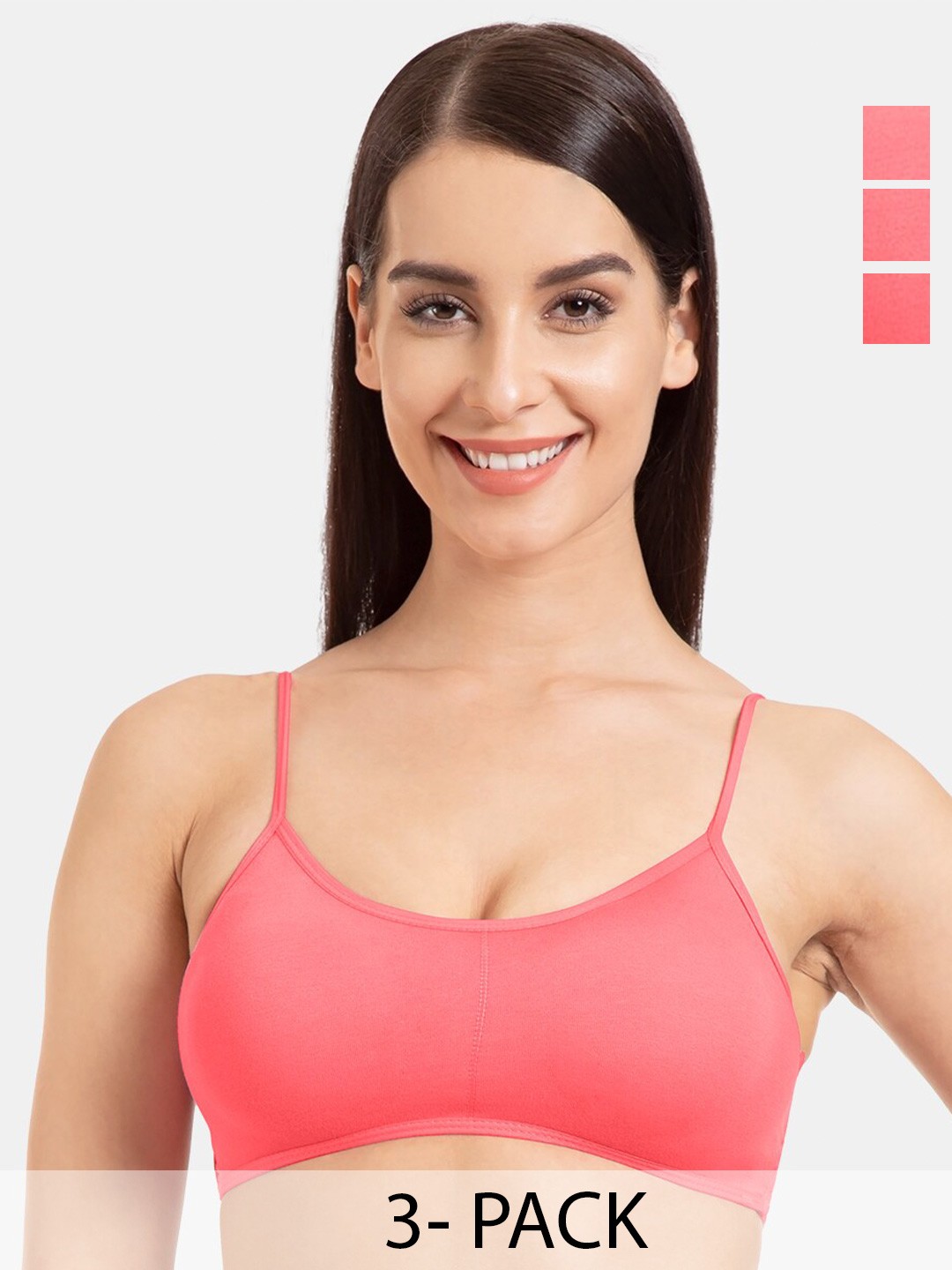 

Tweens Pack Of 3 Full Coverage All Day Comfort Cotton Camisole Bra, Coral