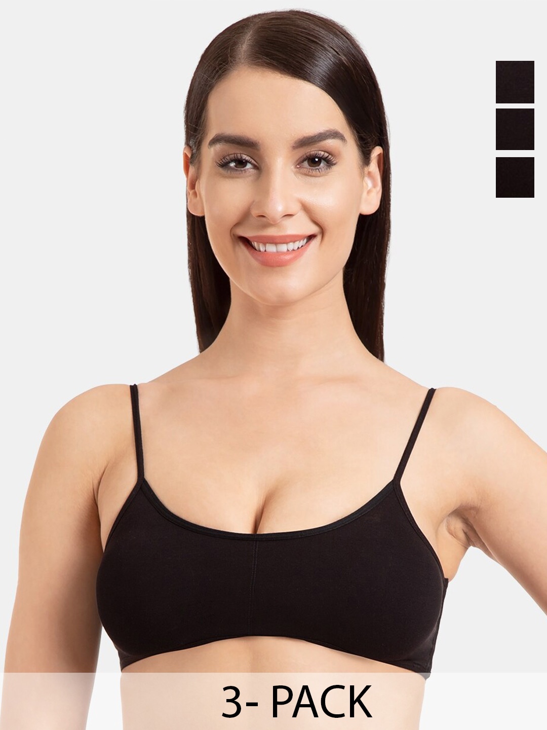 

Tweens Pack Of 3 Full Coverage All Day Comfort Cotton Camisole Bra, Black