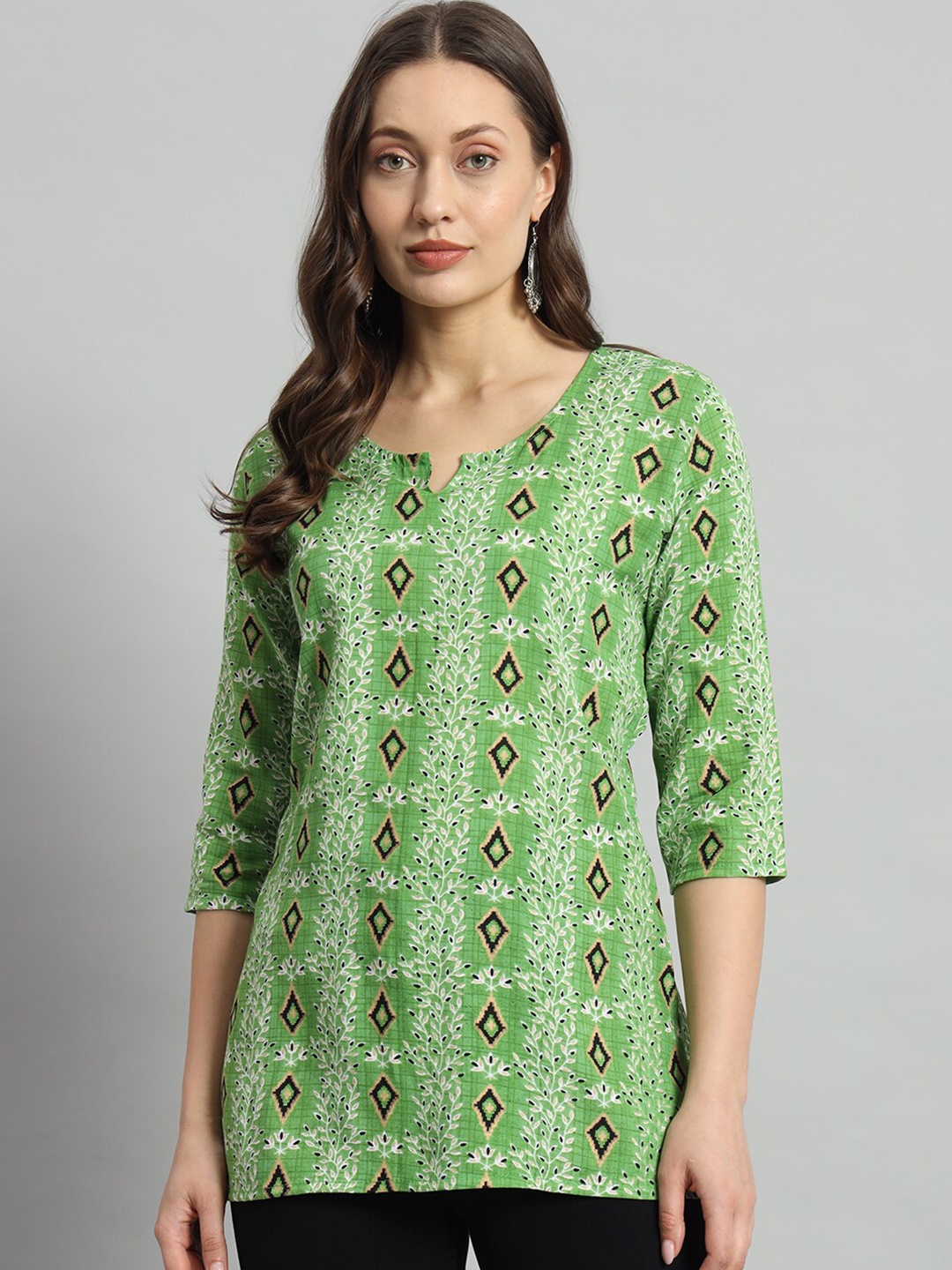 

Mialo fashion Geometric Printed Straight Kurti, Sea green