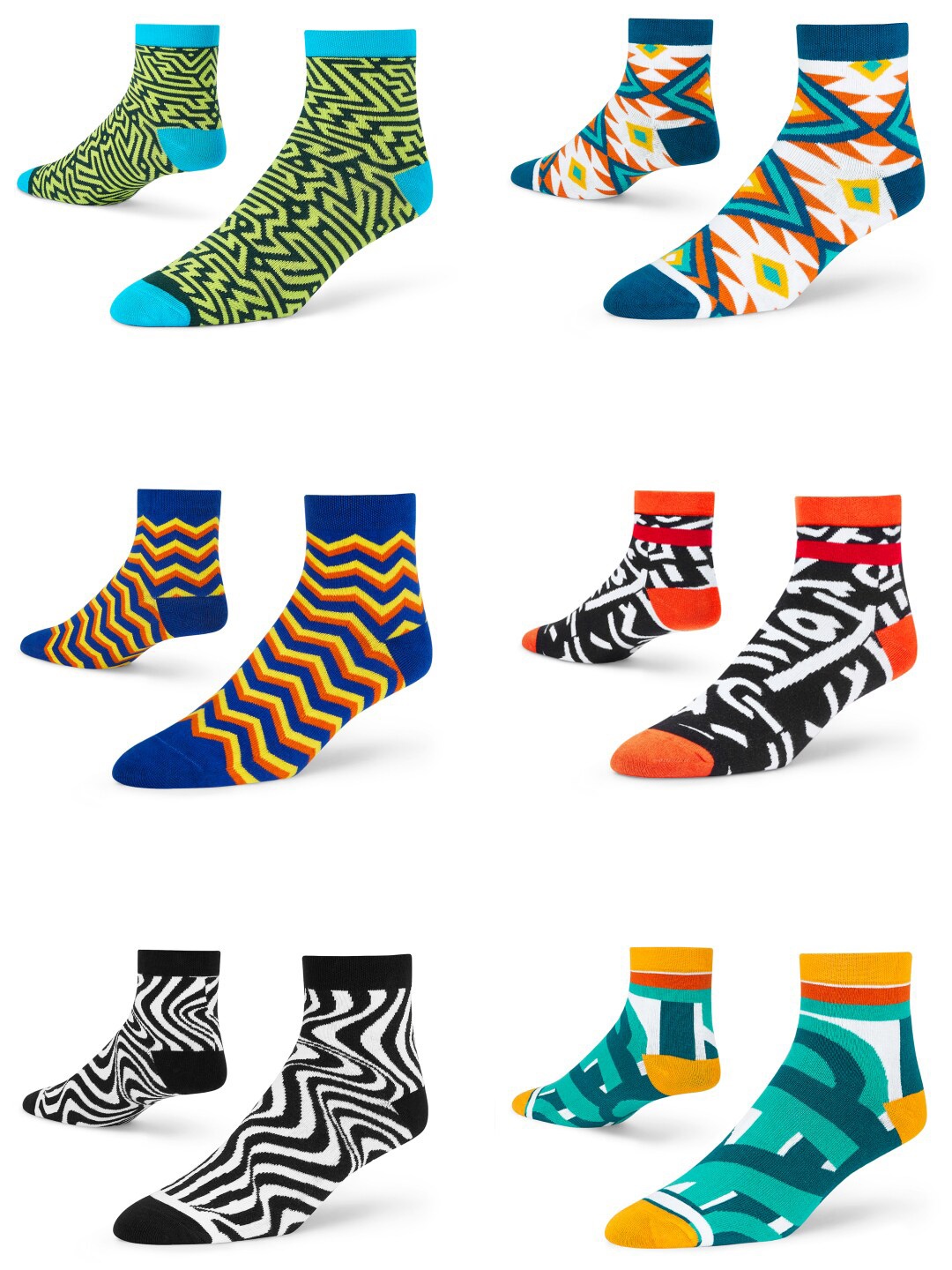 

Dynamocks Pack Of 6 Printed Ankle Length Socks, Green