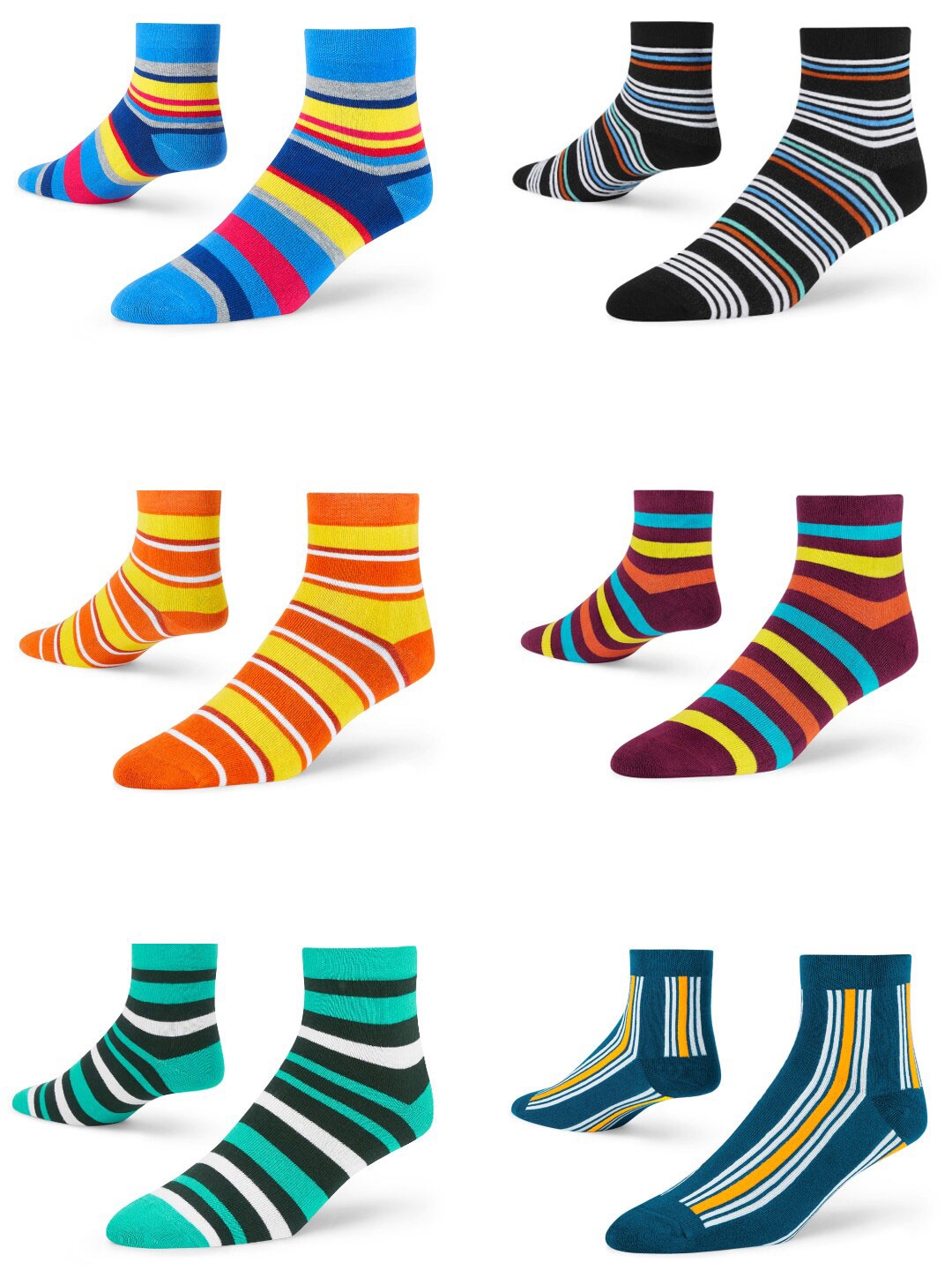 

Dynamocks Unisex Pack of 6 Patterned Ankle Length Socks, Yellow