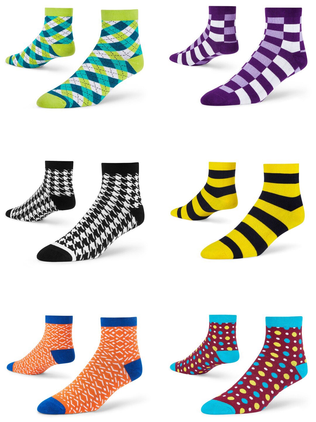 

Dynamocks Unisex Pack Of 6 Printed Ankle Length Socks, Blue