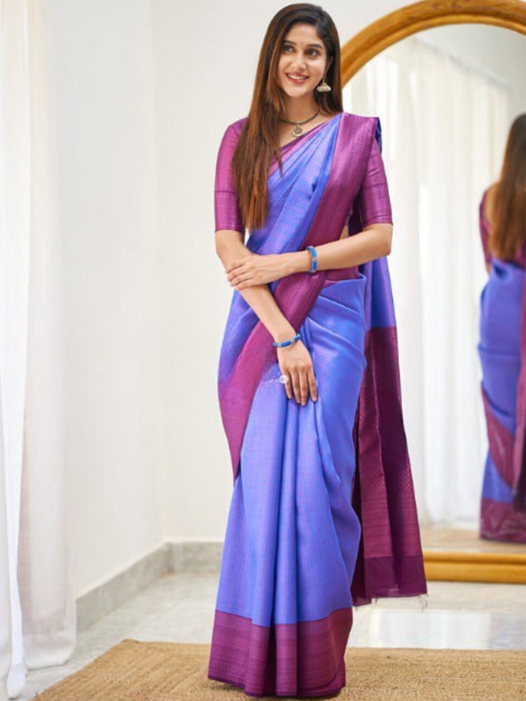 

Flosive Ethnic Motifs Woven Design Zari Banarasi Saree, Blue
