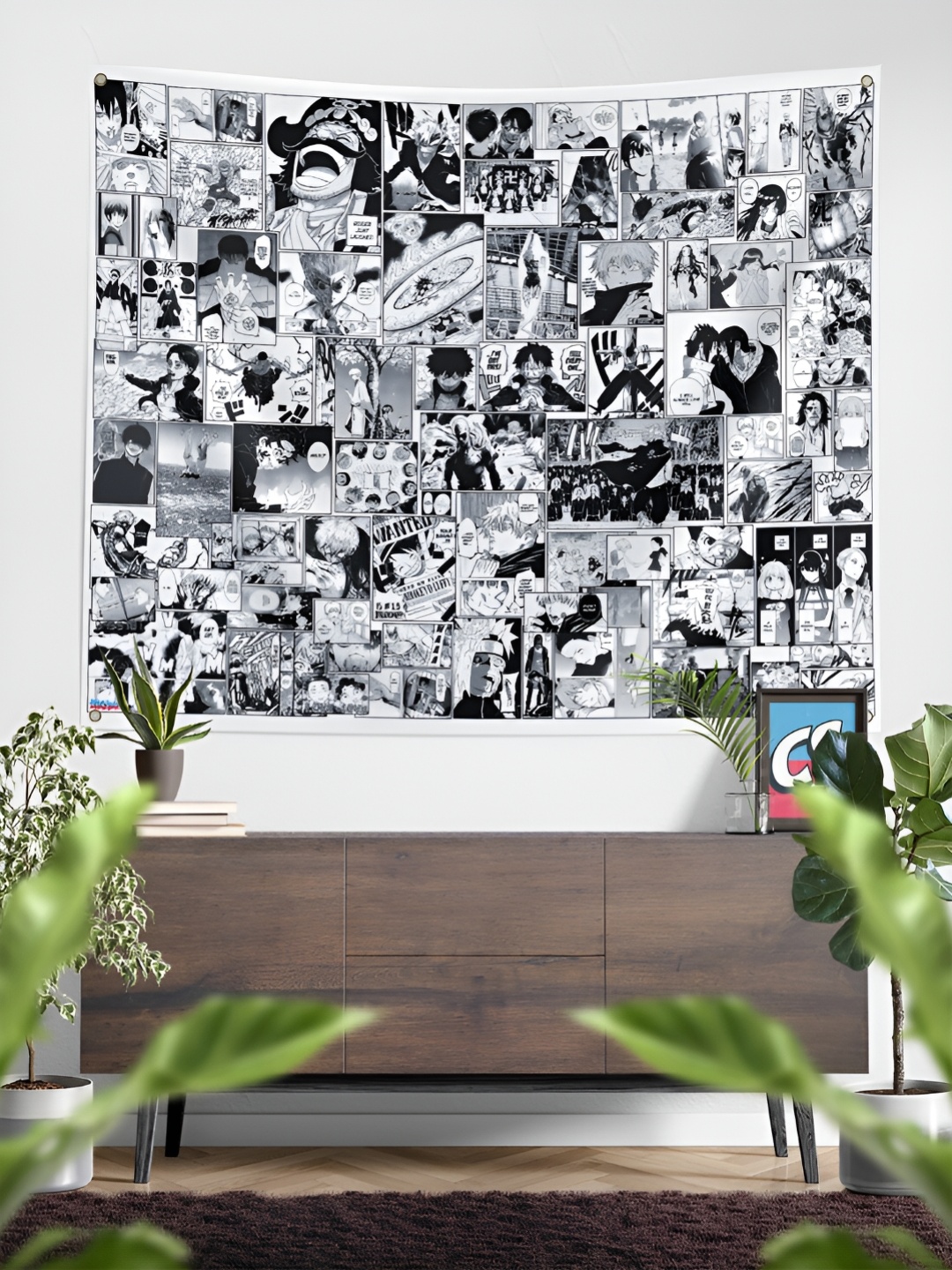 

COMICSENSE White & Black Anime Manga Printed Tapestry