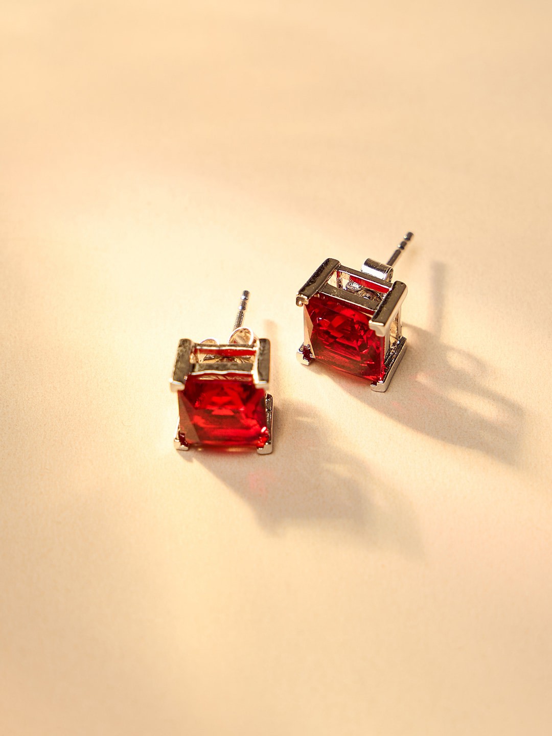

Inddus Jewels Rhodium-Plated 925 Sterling Silver Square Studs Earrings
