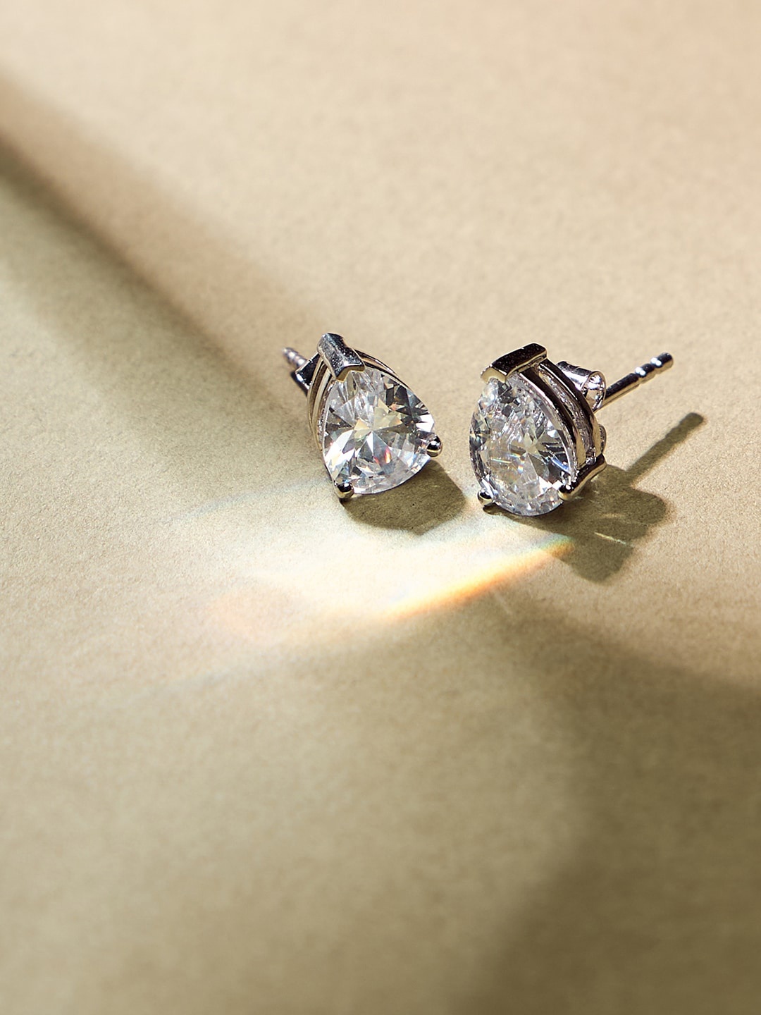 

Inddus Jewels Rhodium Plated 925 Sterling Silver Zircon Studs Earrings