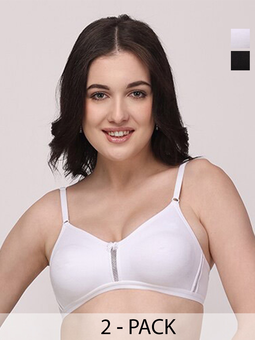 

Floret Pack Of 2 Medium Coverage Non Padded Seamless Everyday Bra - All Day Comfort, White