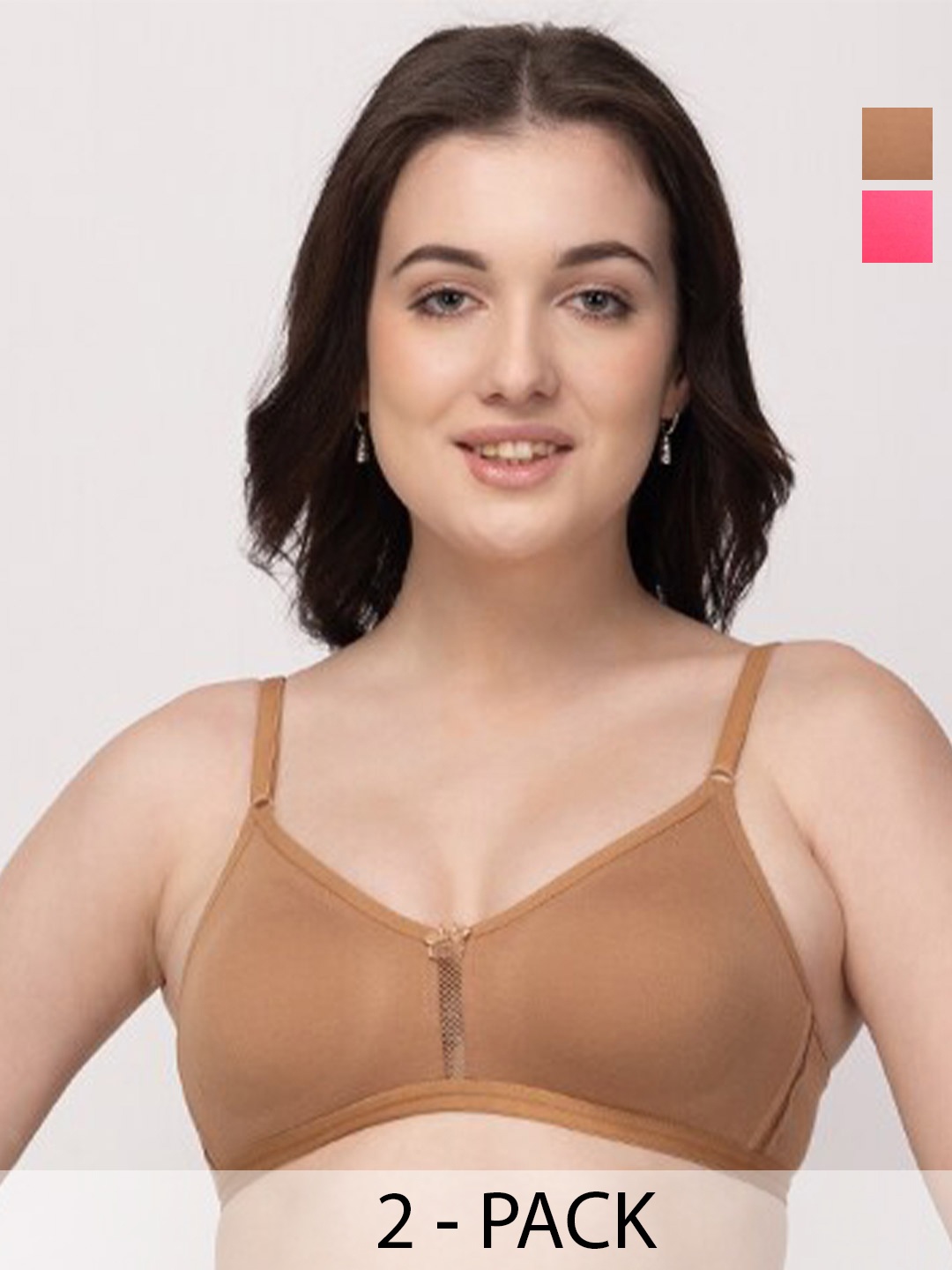 

Floret Pack of 2 Medium Coverage Non Padded T-Shirt Bra With All Day Comfort, Nude