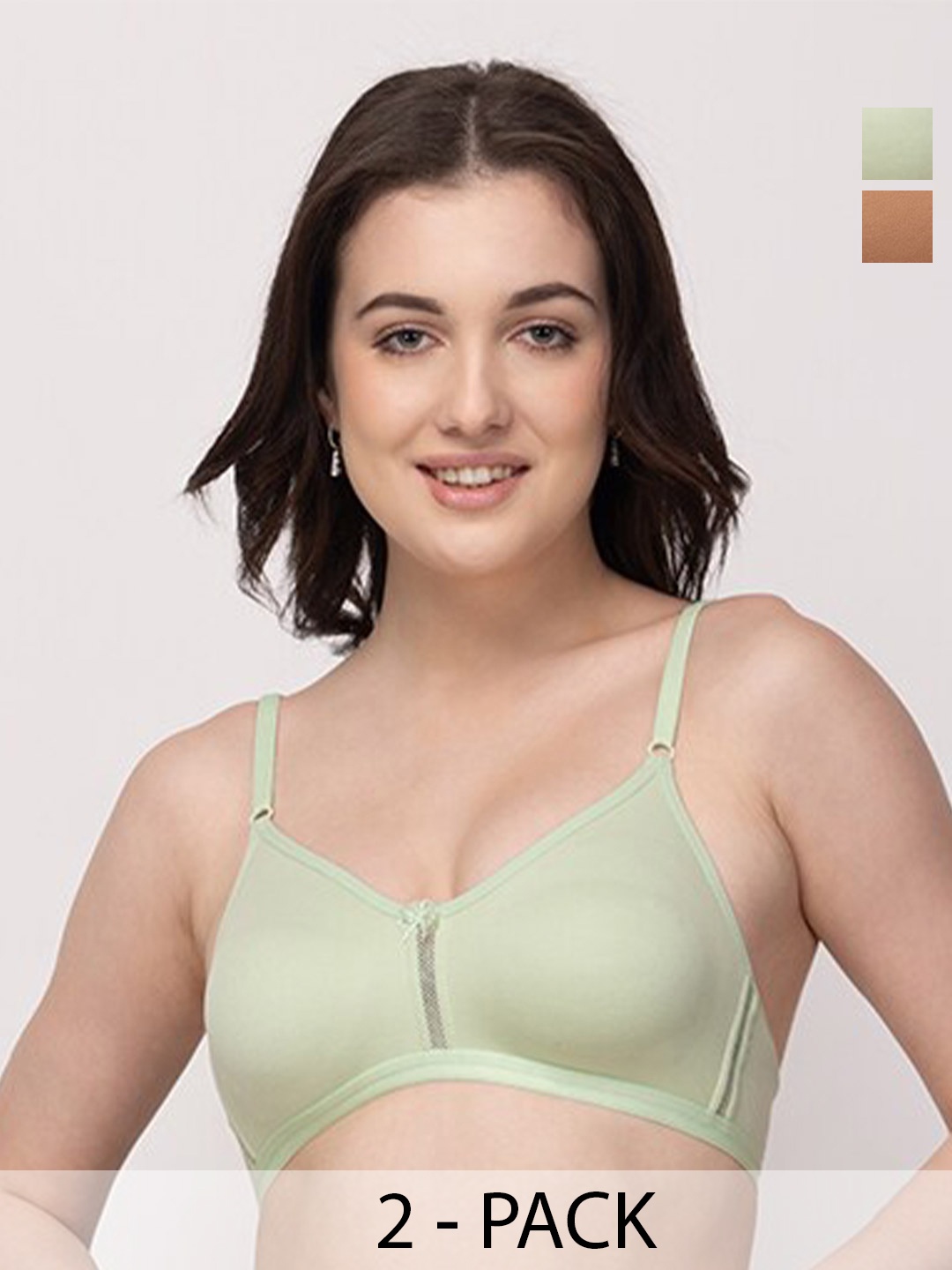 

Floret Pack of 2 Non Padded Cotton T-shirt Bra - Medium Coverage, Sea green