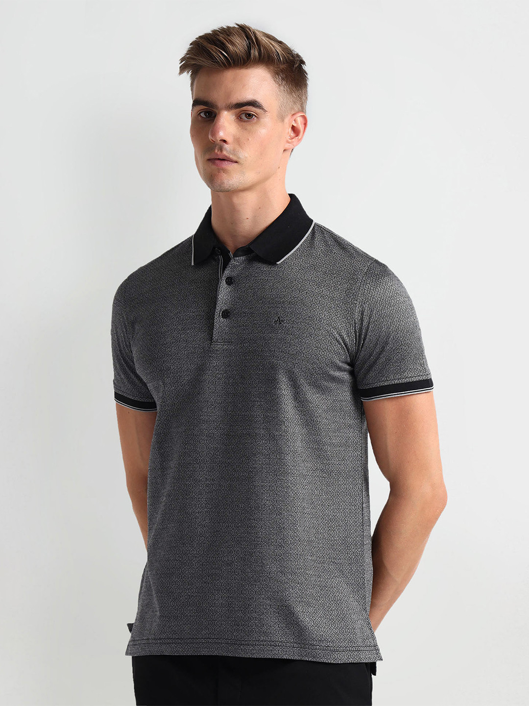 

Arrow Polo Collar Short Sleeves T-shirt, Grey