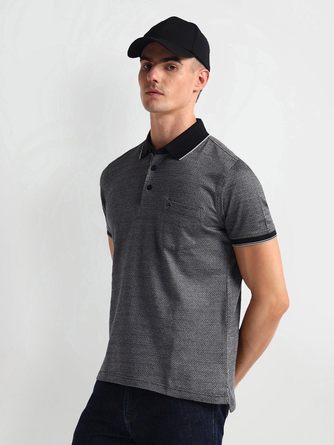 

Arrow Polo Collar Short Sleeves T-shirt, Grey