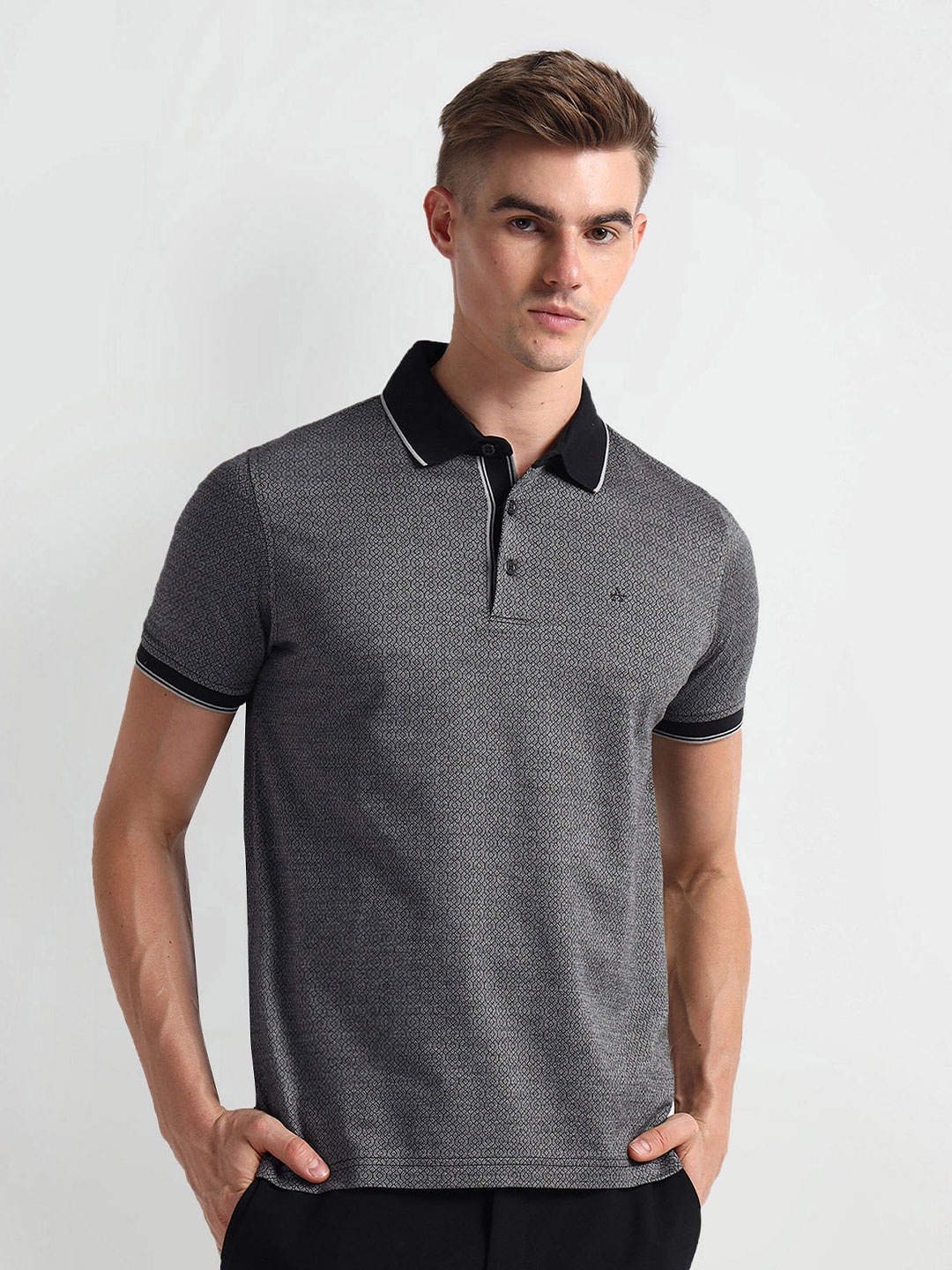 

Arrow Polo Collar Short Sleeves T-shirt, Grey