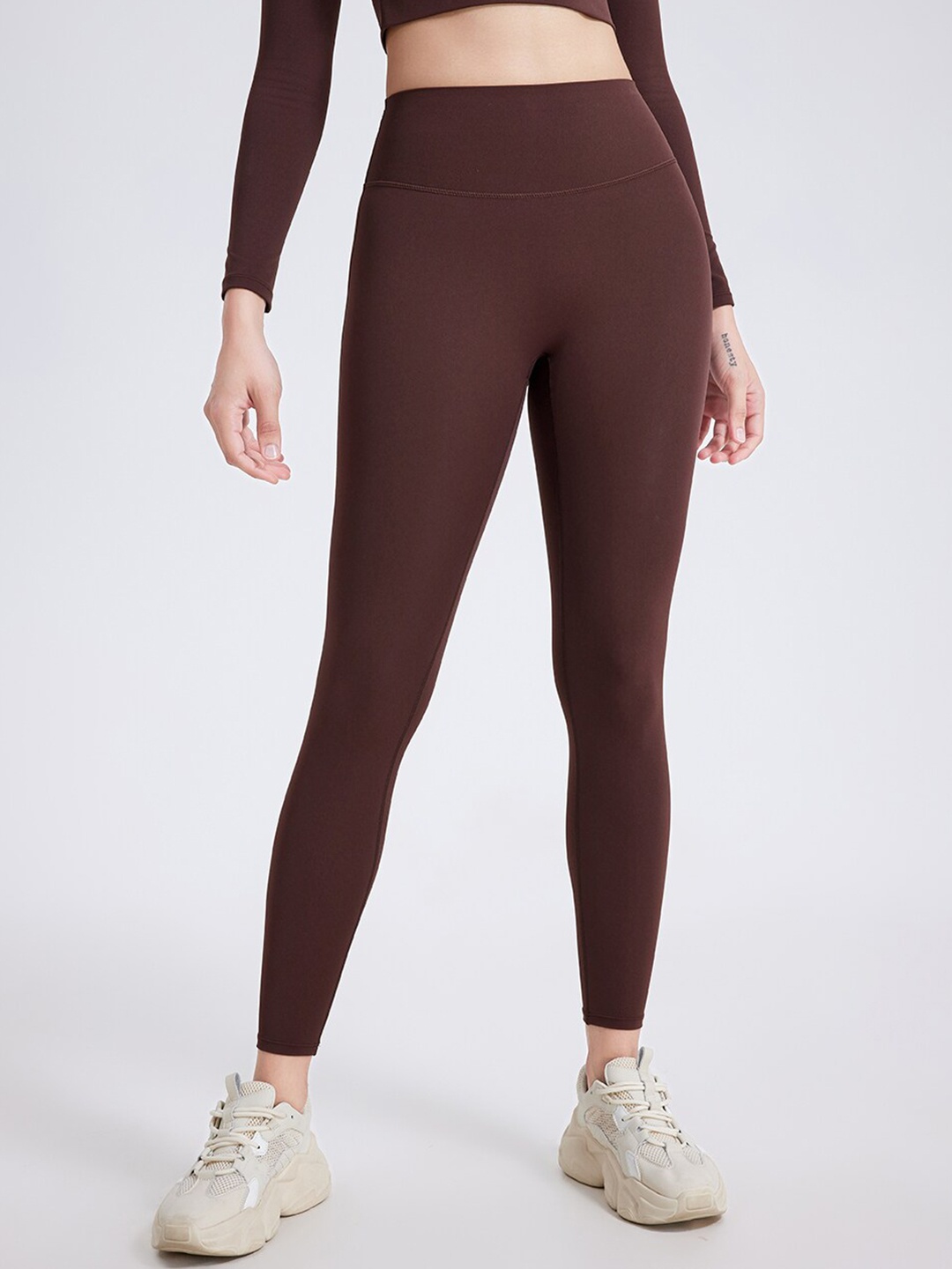 

JC Collection Dry Fit Ankle-Length Gym Tights, Brown