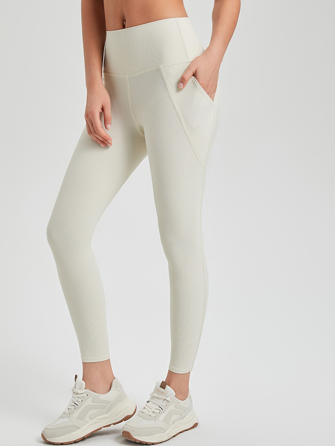 

JC Collection Women Dry Fit Ankle Length Gym Tights, White