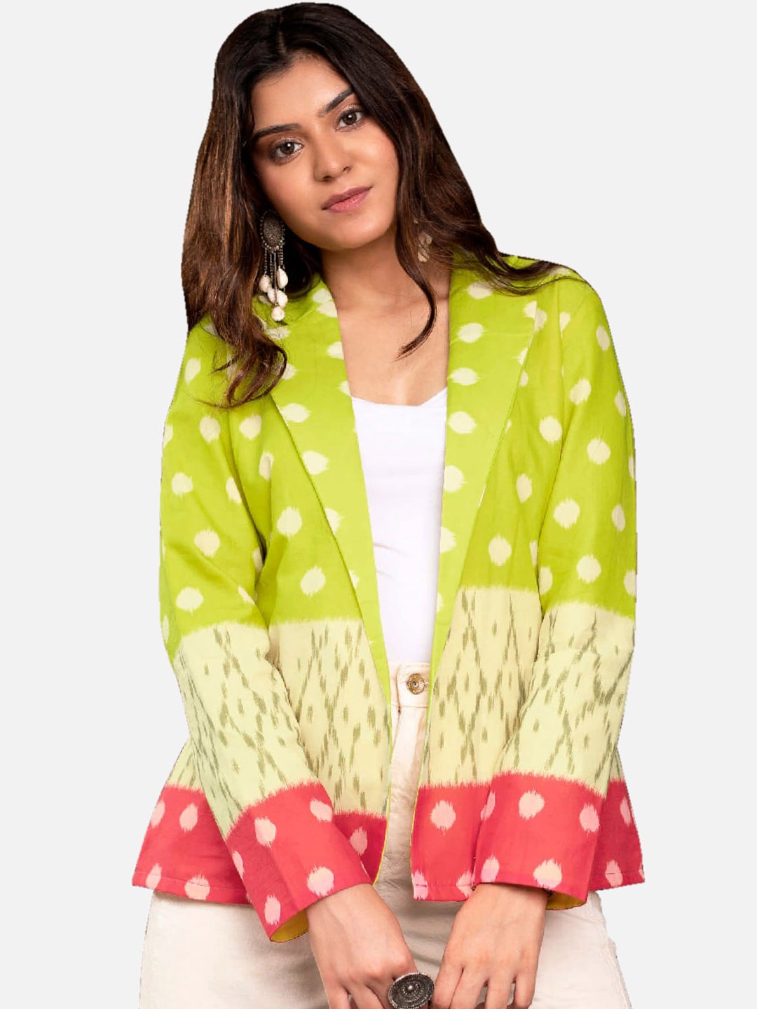 

NEOFAA Geometric Lightweight Longline Outdoor Tailored Jacket, Green