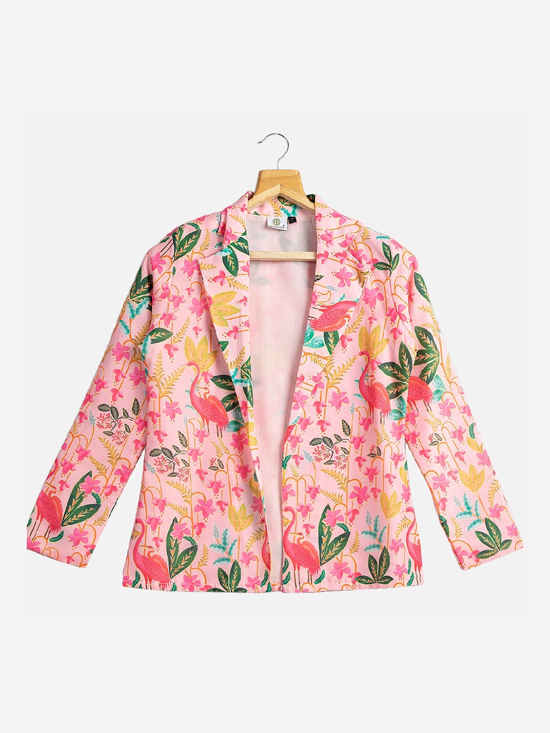 

NEOFAA Women Floral Lightweight Crop Outdoor Tailored Jacket with Patchwork, Peach
