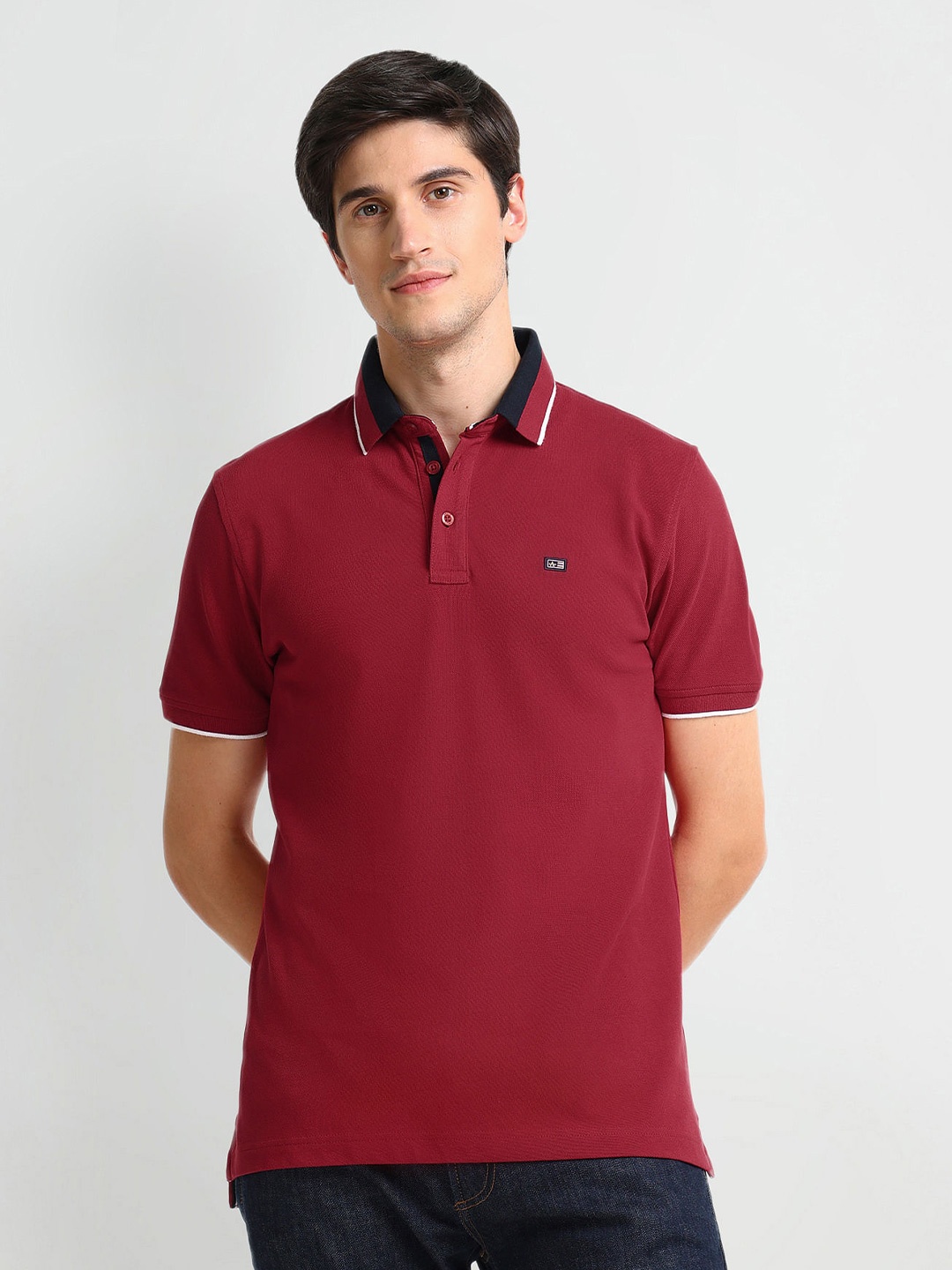 

Arrow Sport Polo Collar Short Sleeves Cotton T-shirt, Red